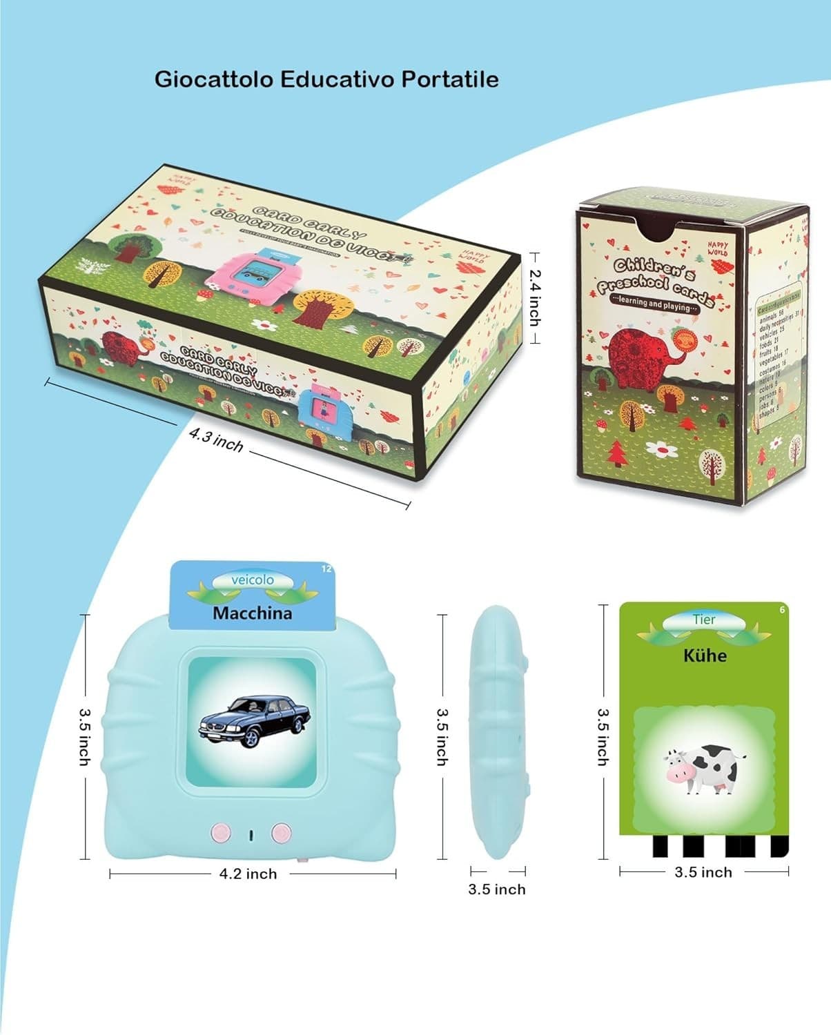 Schede didattiche parlanti giocattoli per bambini da 1 a 12 anni 224 parole in Flash Card CL Store - Battipaglia, commercioVirtuoso.it