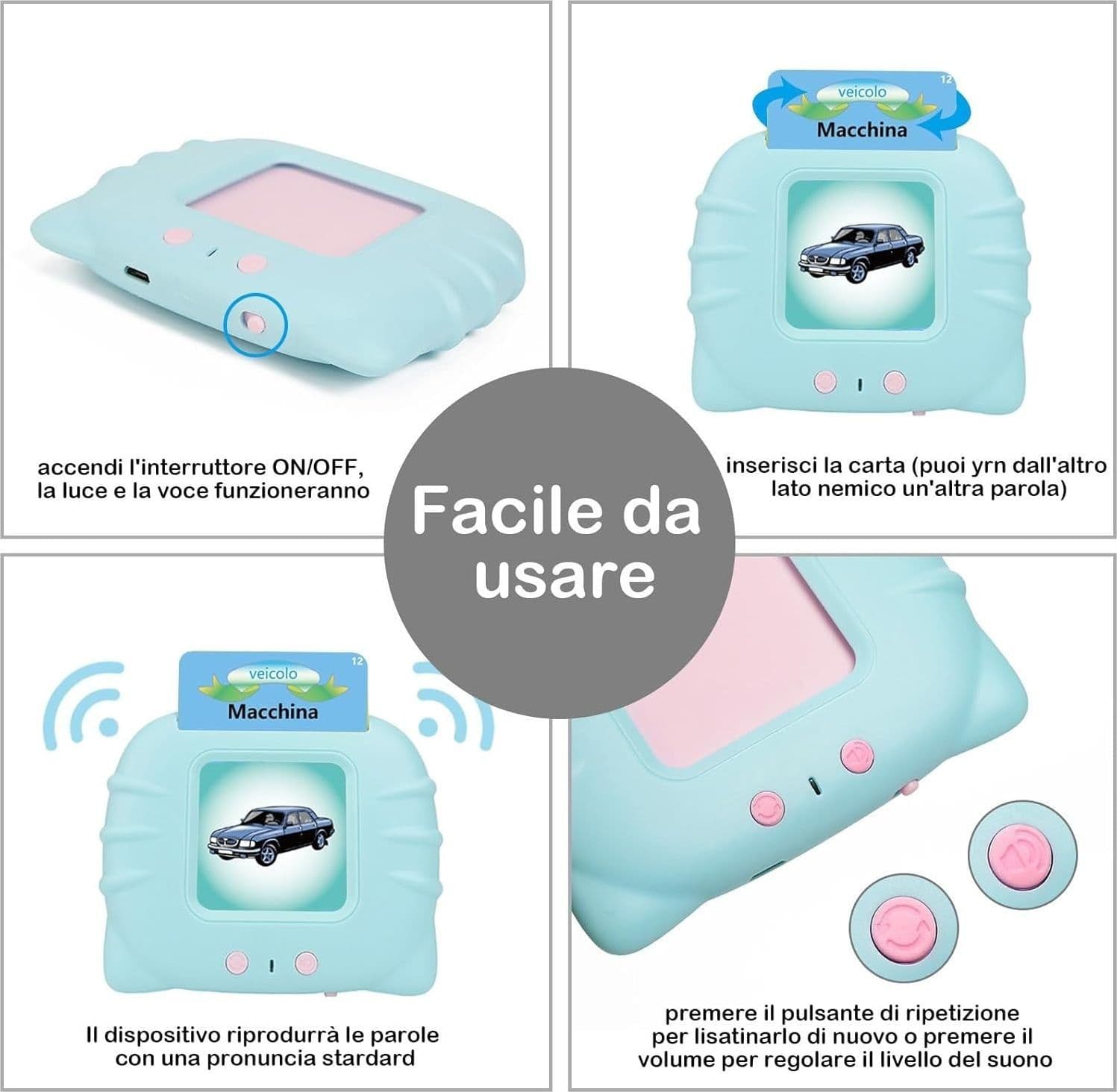 Schede didattiche parlanti giocattoli per bambini da 1 a 12 anni 224 parole in Flash Card CL Store - Battipaglia, commercioVirtuoso.it
