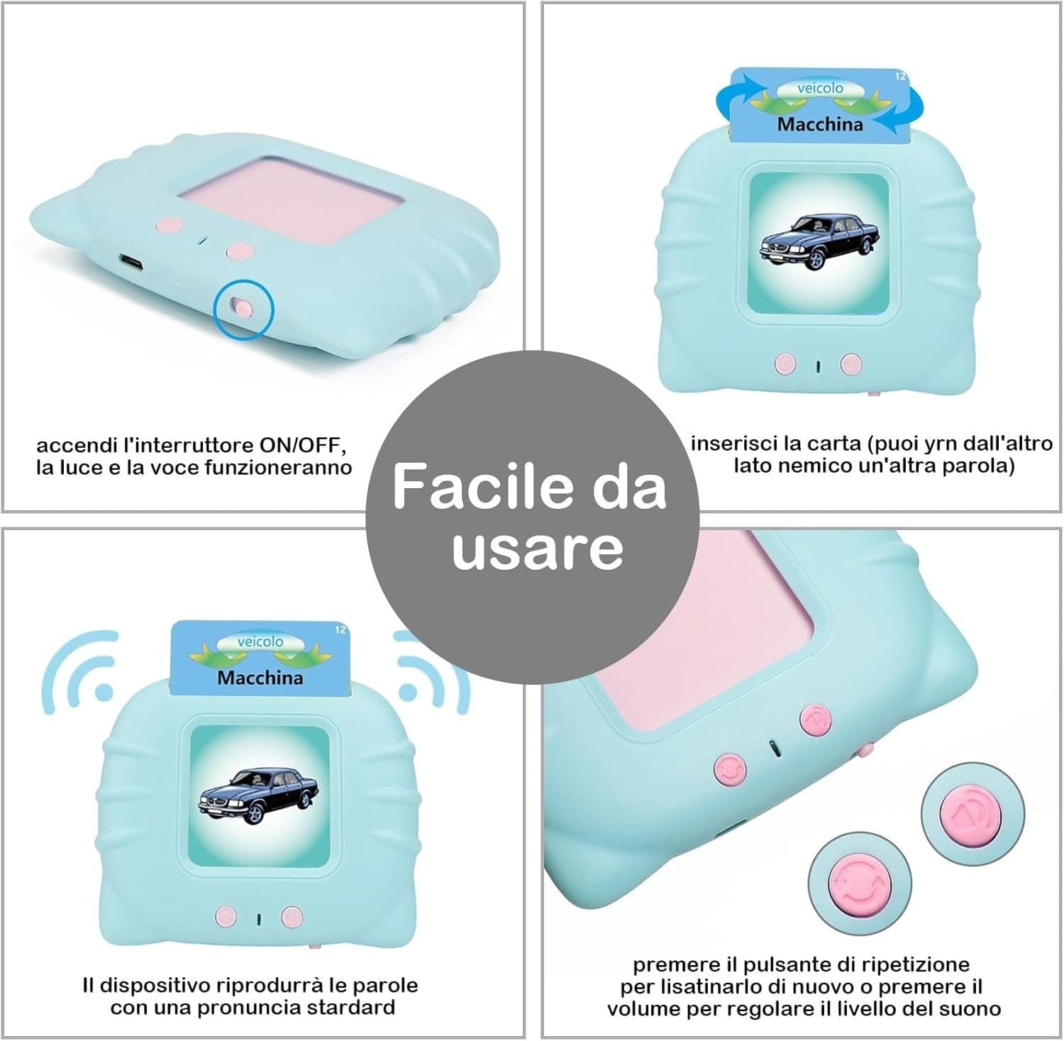 Schede didattiche parlanti giocattoli per bambini da 1 a 12 anni 224 parole in Flash Card CL Store - Battipaglia, commercioVirtuoso.it