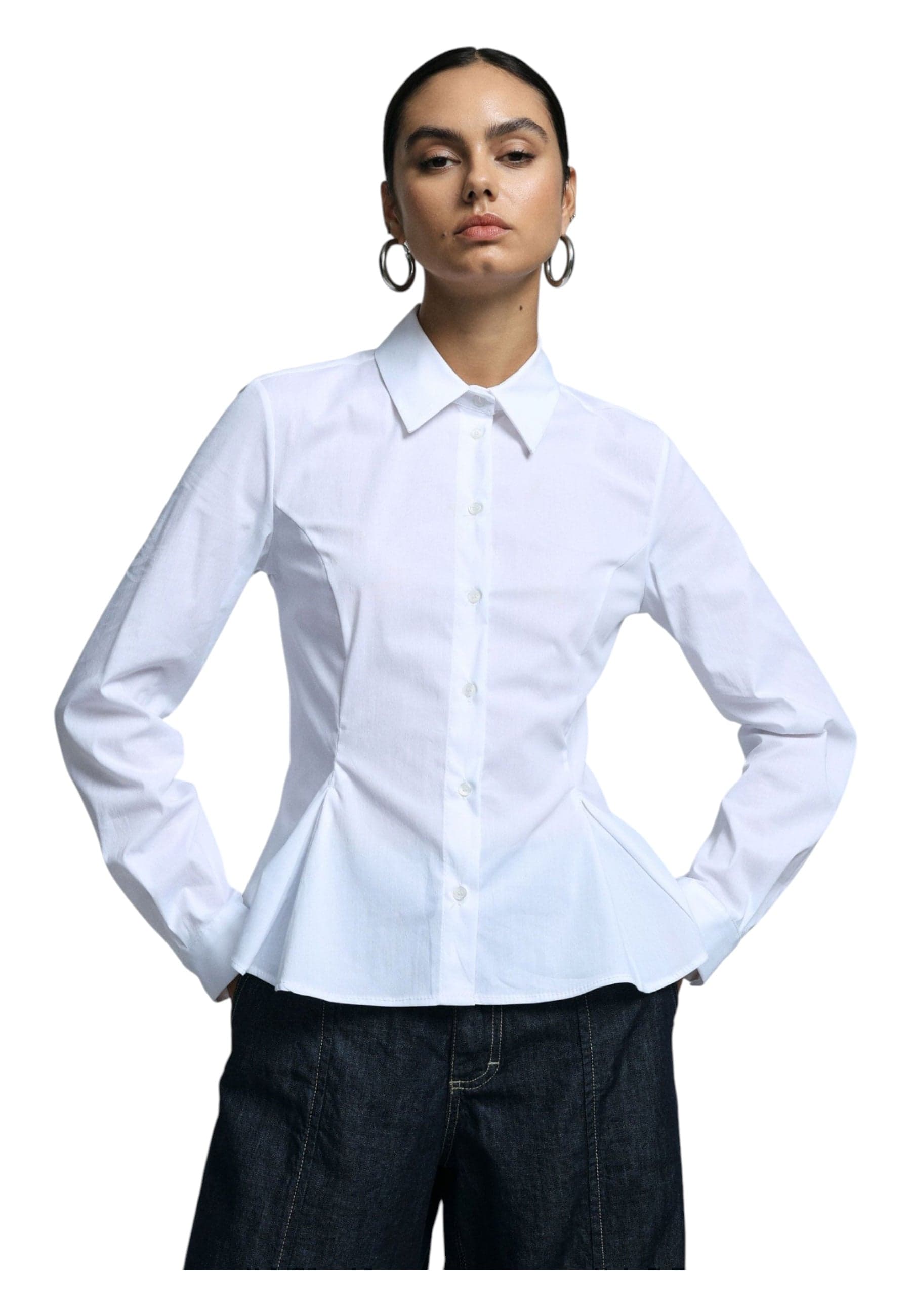 PLEASE Camicia svasata con pince e colletto classico Donna Please da donna in Bluse e camicie Drestige - Casamassima, commercioVirtuoso.it