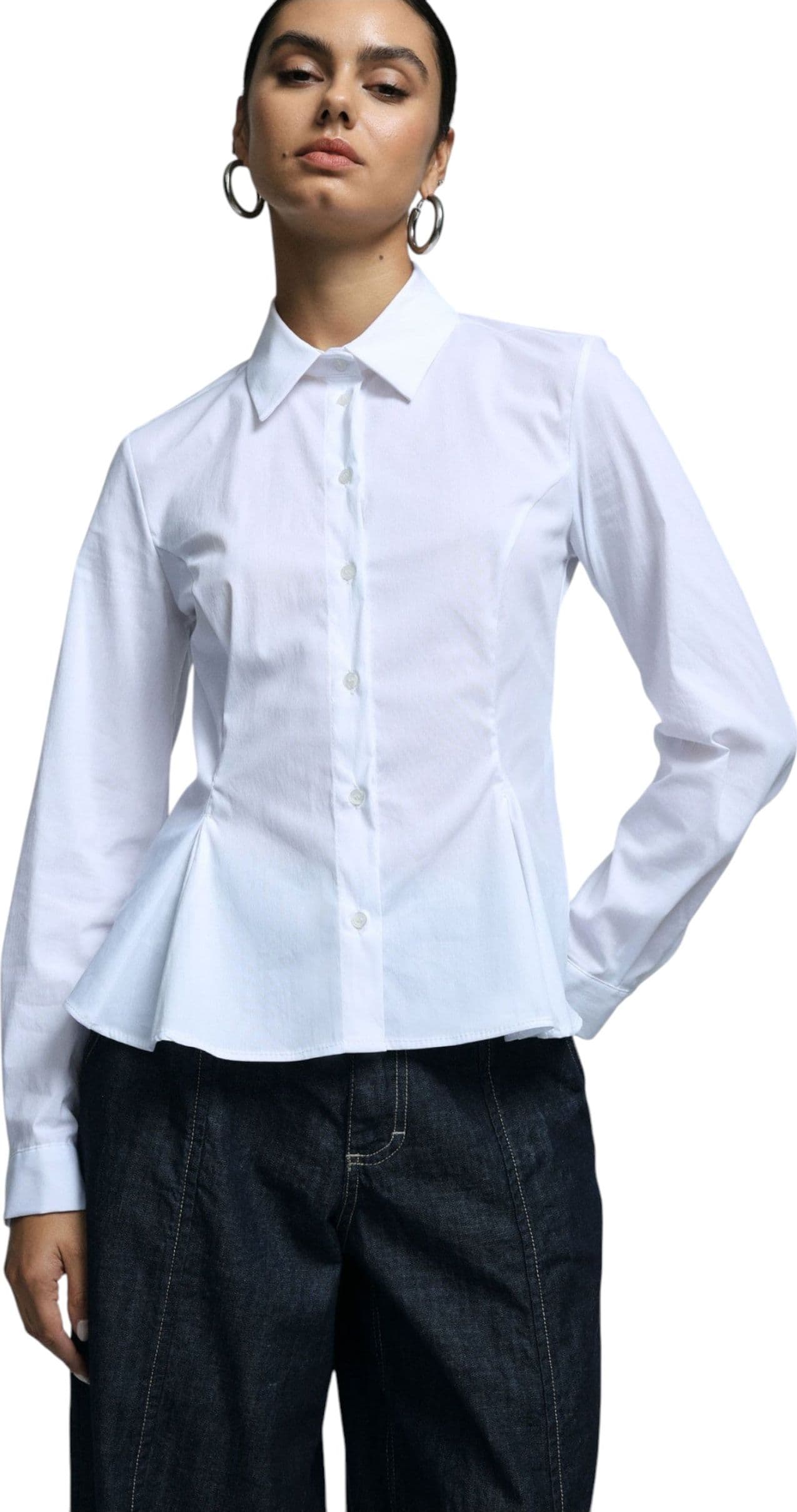 PLEASE Camicia svasata con pince e colletto classico Donna Please da donna in Bluse e camicie Drestige - Casamassima, commercioVirtuoso.it
