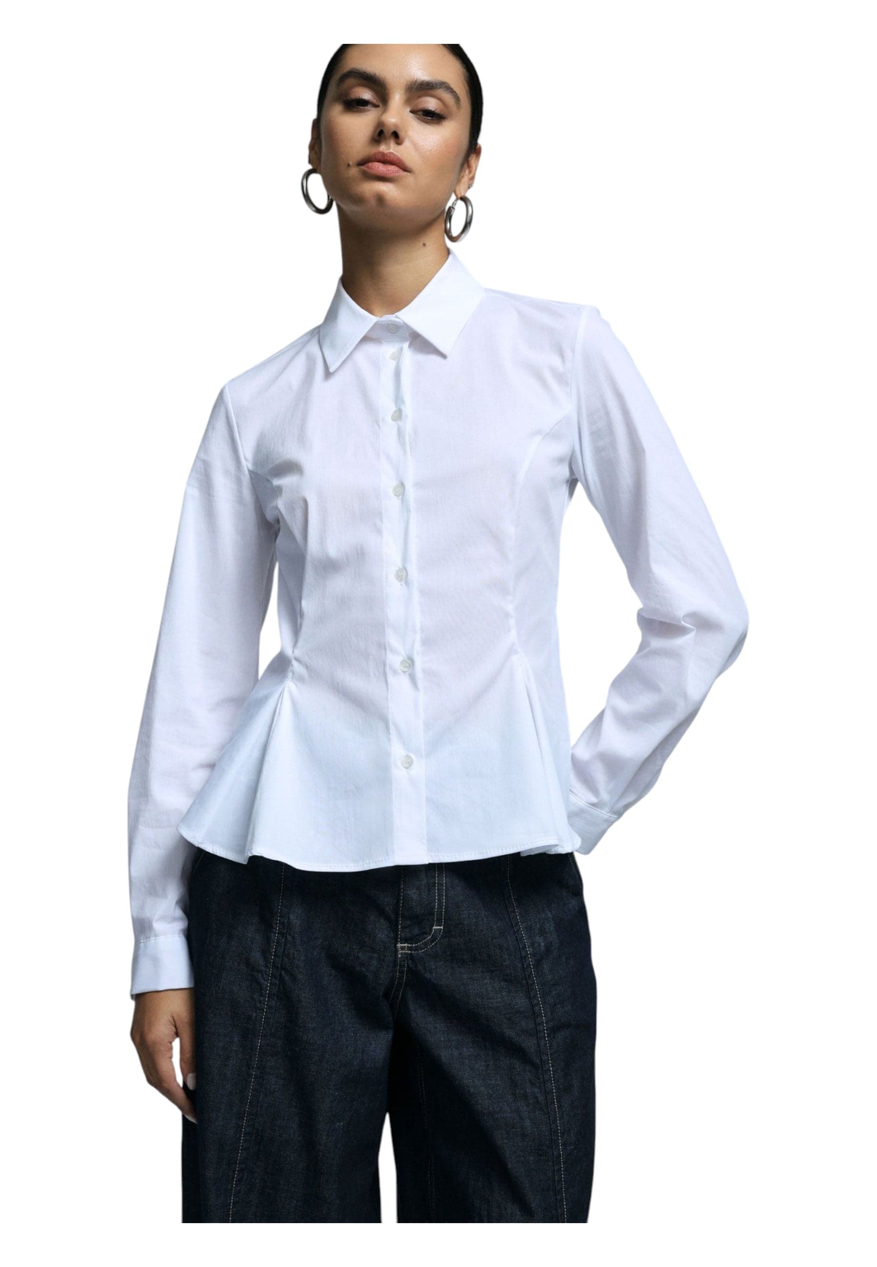 PLEASE Camicia svasata con pince e colletto classico Donna Please da donna in Bluse e camicie Drestige - Casamassima, commercioVirtuoso.it