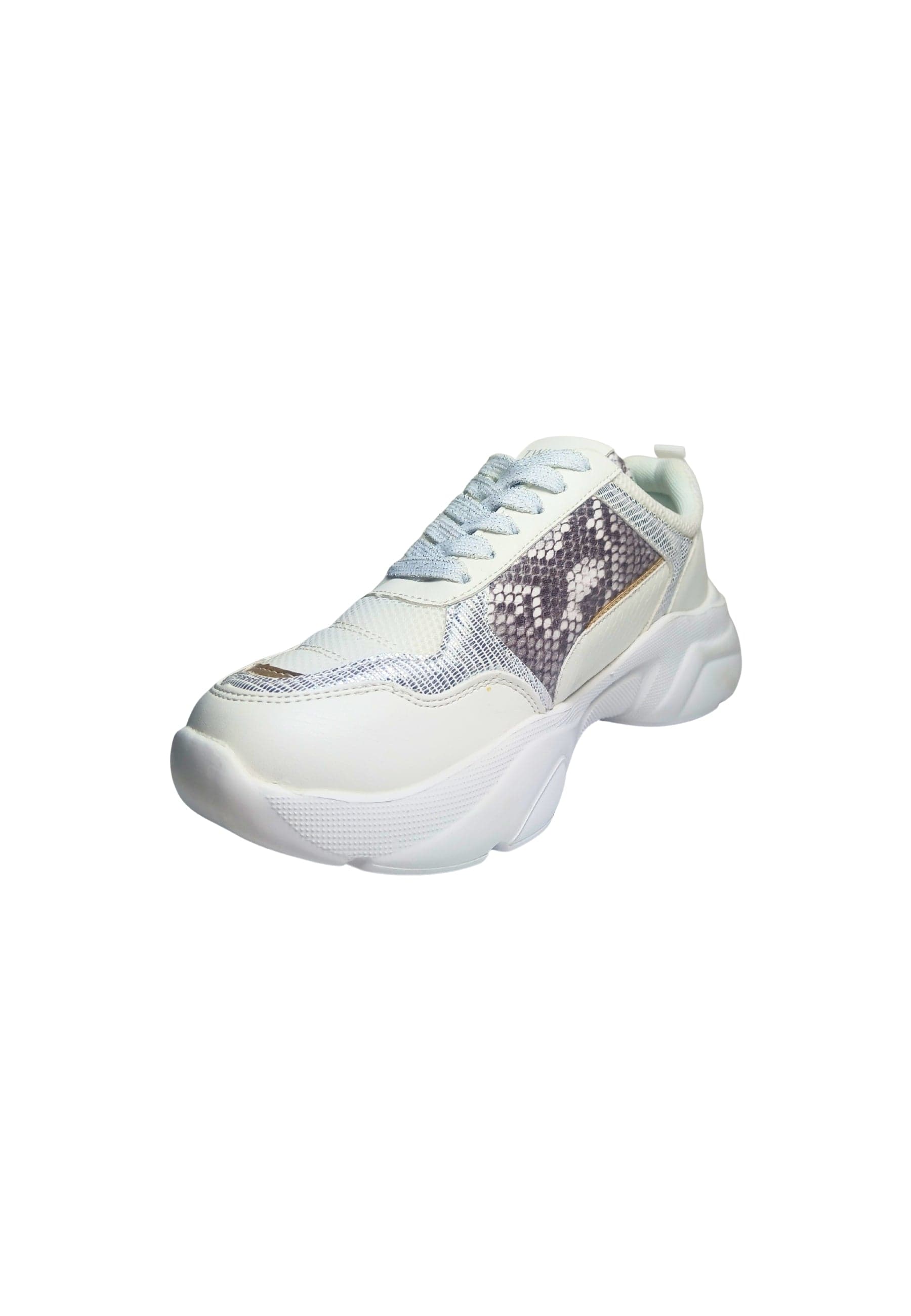 TWINSET MILANO Scarpe Donna Twinset Milano Sneakers Running bianco/argento, con logo e fantasia da donna in Sneaker casual Drestige - Casamassima, commercioVirtuoso.it