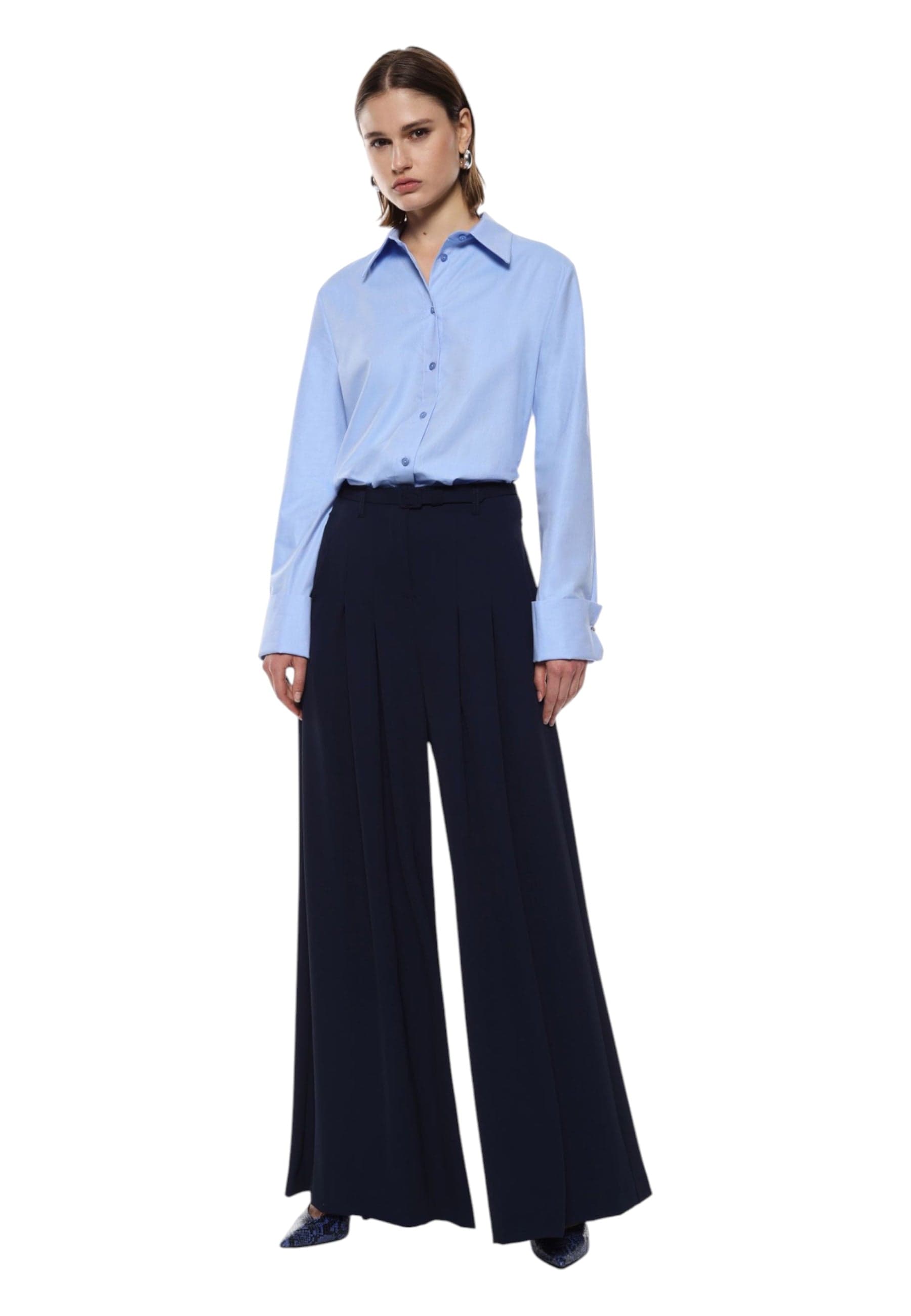 IMPERIAL Pantaloni palazzo a vita alta con pince Donna Imperial da donna in Pantaloni Drestige - Casamassima, commercioVirtuoso.it