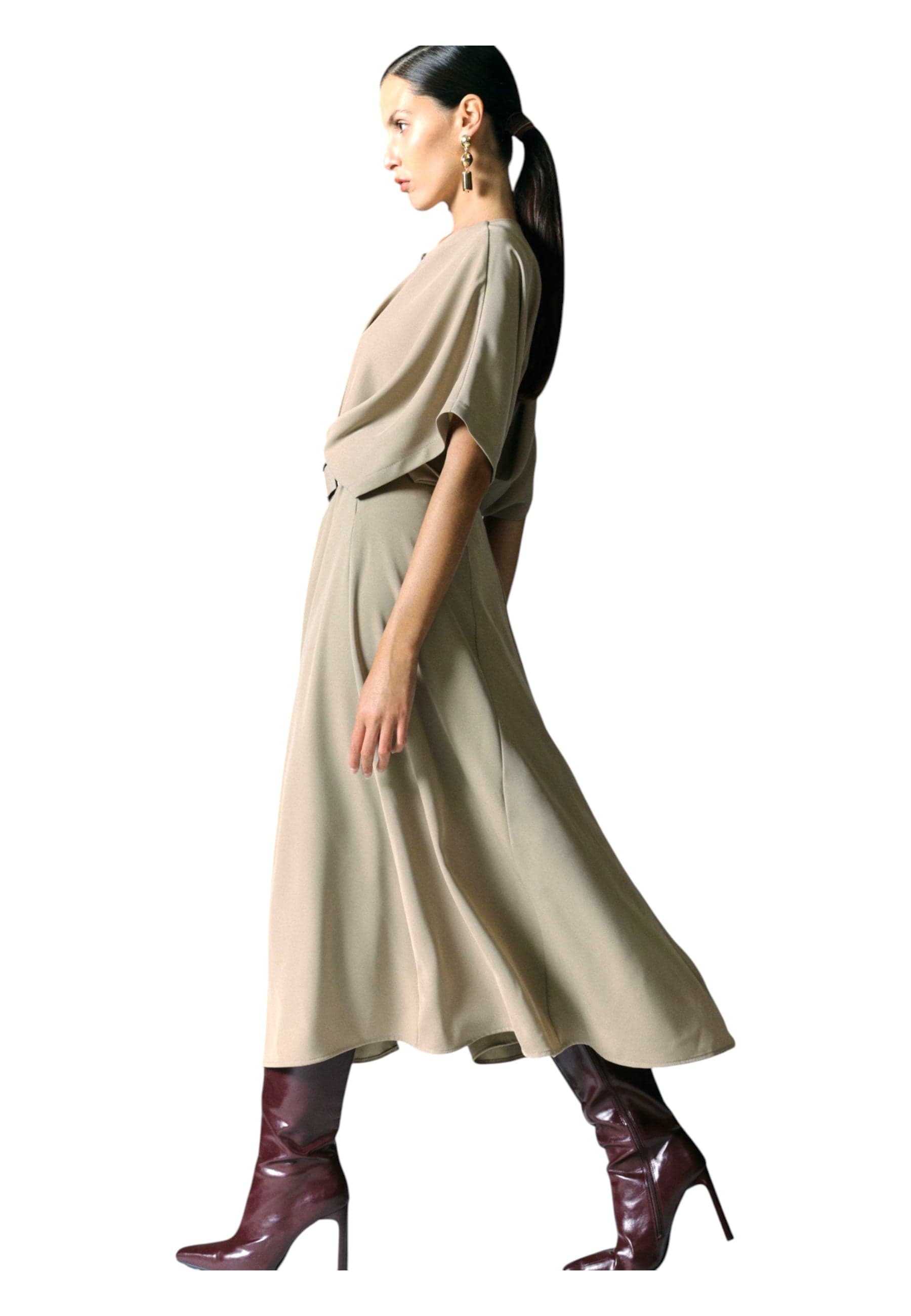 IMPERIAL Abito lungo elegante con cintura in vita e spacco laterale Donna Imperial da donna in Sera e Cerimonia Drestige - Casamassima, commercioVirtuoso.it