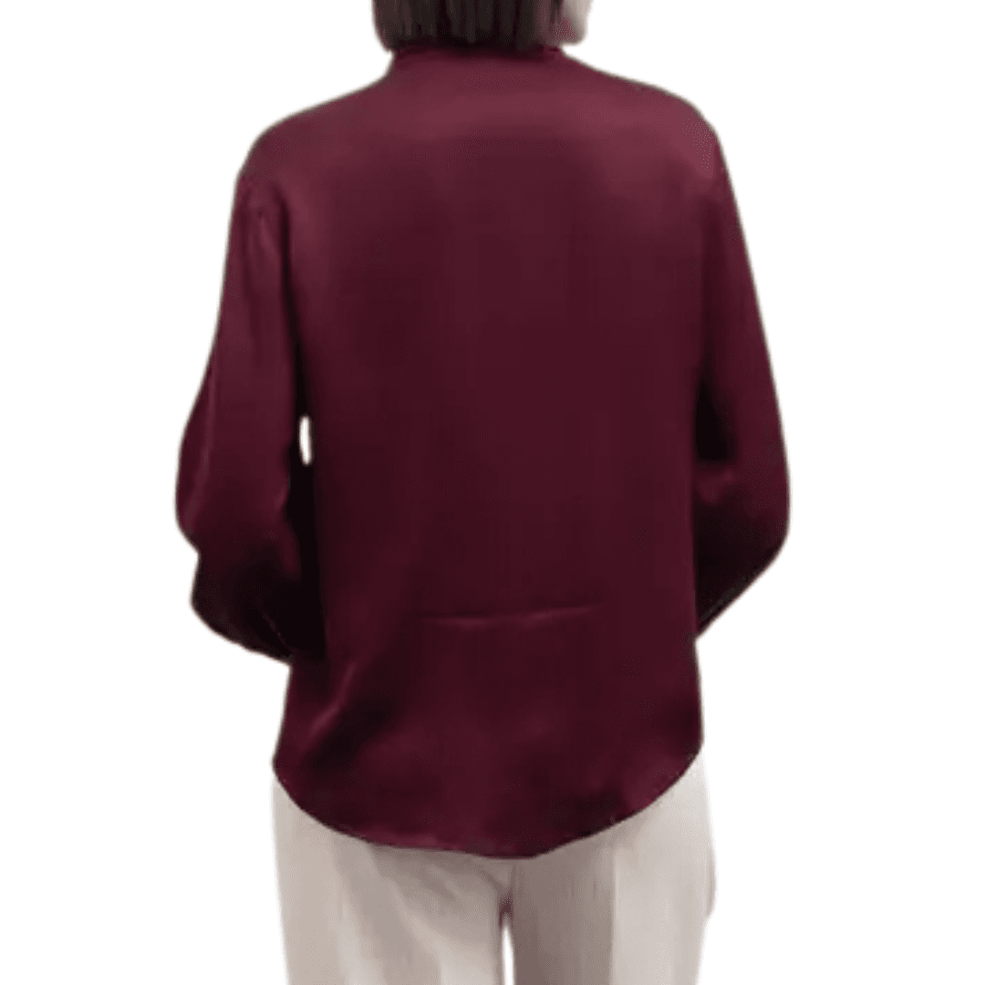 GOA GOA Goa Goa Camicia in raso di viscosa modello Semys colore bordeaux con bottoni nascosti da donna in Bluse e camicie Drestige - Casamassima, commercioVirtuoso.it