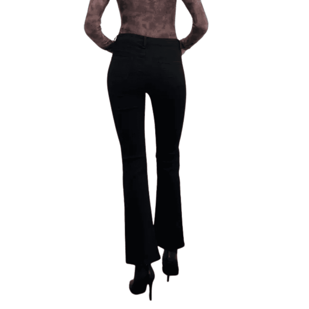 GOA GOA Goa Goa Jeans flare elasticizzato modello Roka colore nero con occhielli metallici da donna in Jeans Drestige - Casamassima, commercioVirtuoso.it