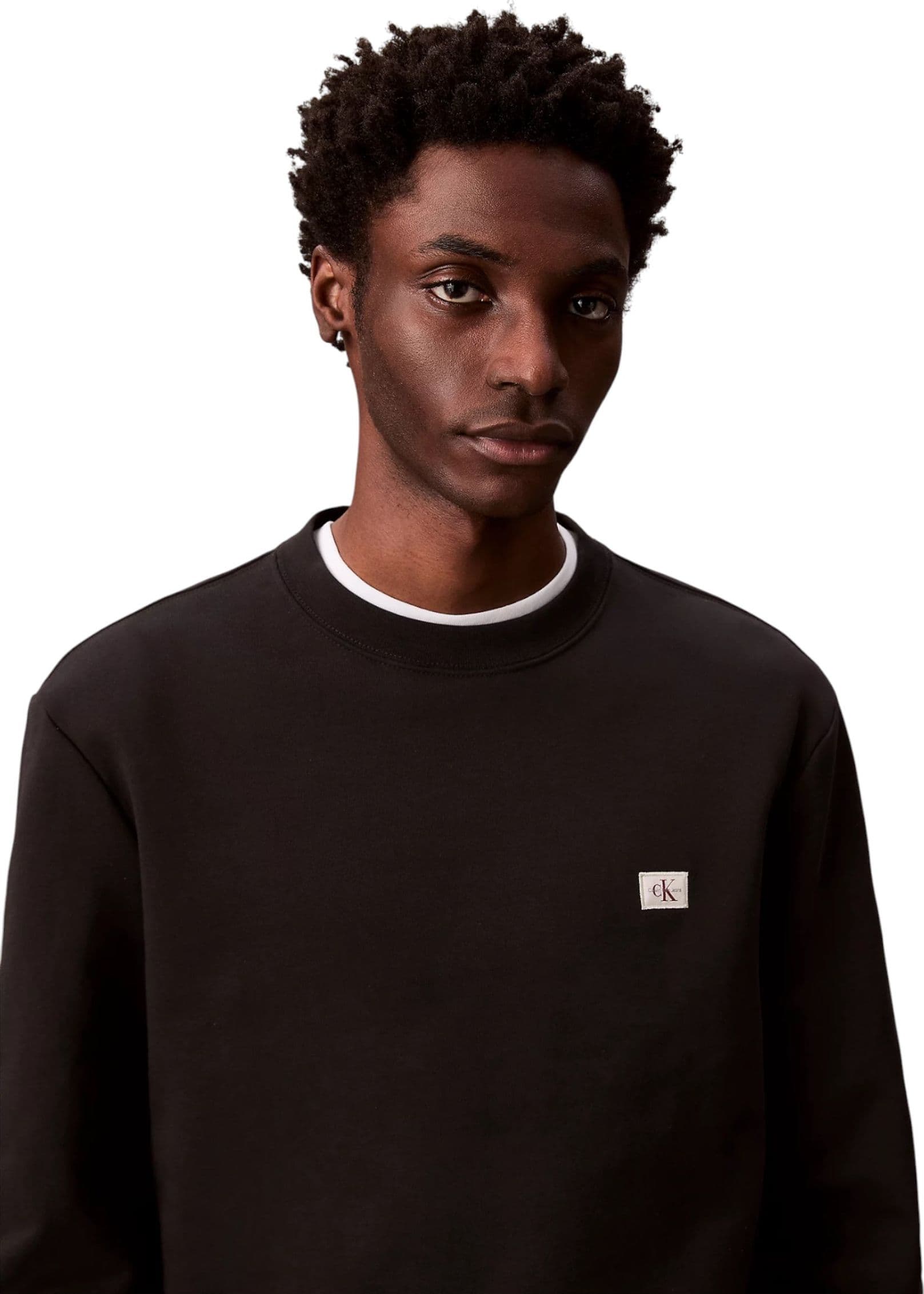 CALVIN KLEIN JEANS Felpa In Spugna Di Cotone Con Badge Uomo Calvin Klein Jeans da uomo in Felpe con cappuccio Drestige - Casamassima, commercioVirtuoso.it