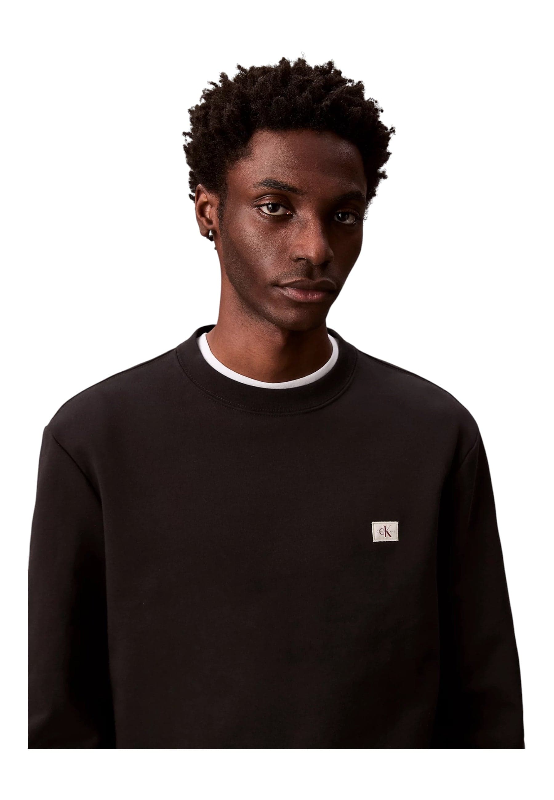 CALVIN KLEIN JEANS Felpa In Spugna Di Cotone Con Badge Uomo Calvin Klein Jeans da uomo in Felpe con cappuccio Drestige - Casamassima, commercioVirtuoso.it