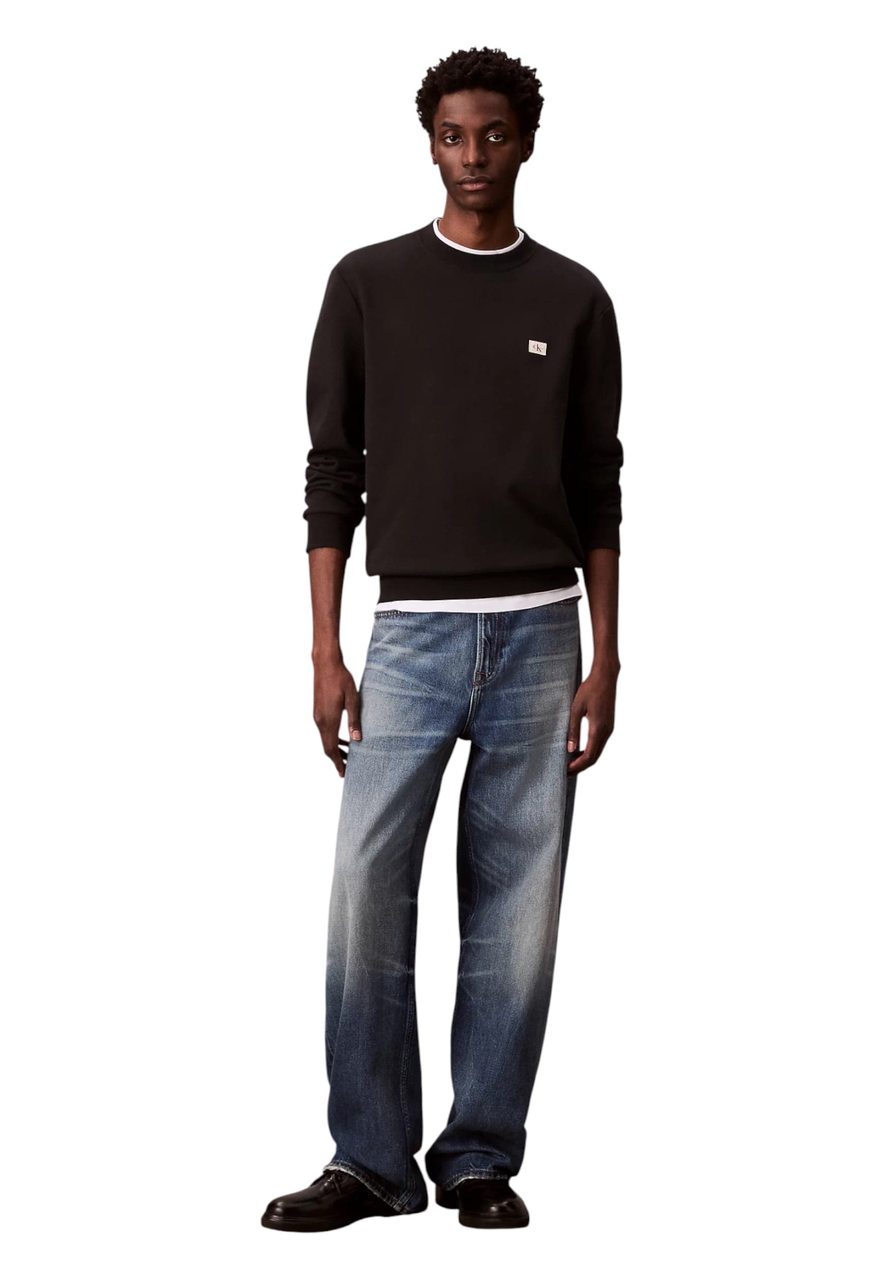 CALVIN KLEIN JEANS Felpa In Spugna Di Cotone Con Badge Uomo Calvin Klein Jeans da uomo in Felpe con cappuccio Drestige - Casamassima, commercioVirtuoso.it