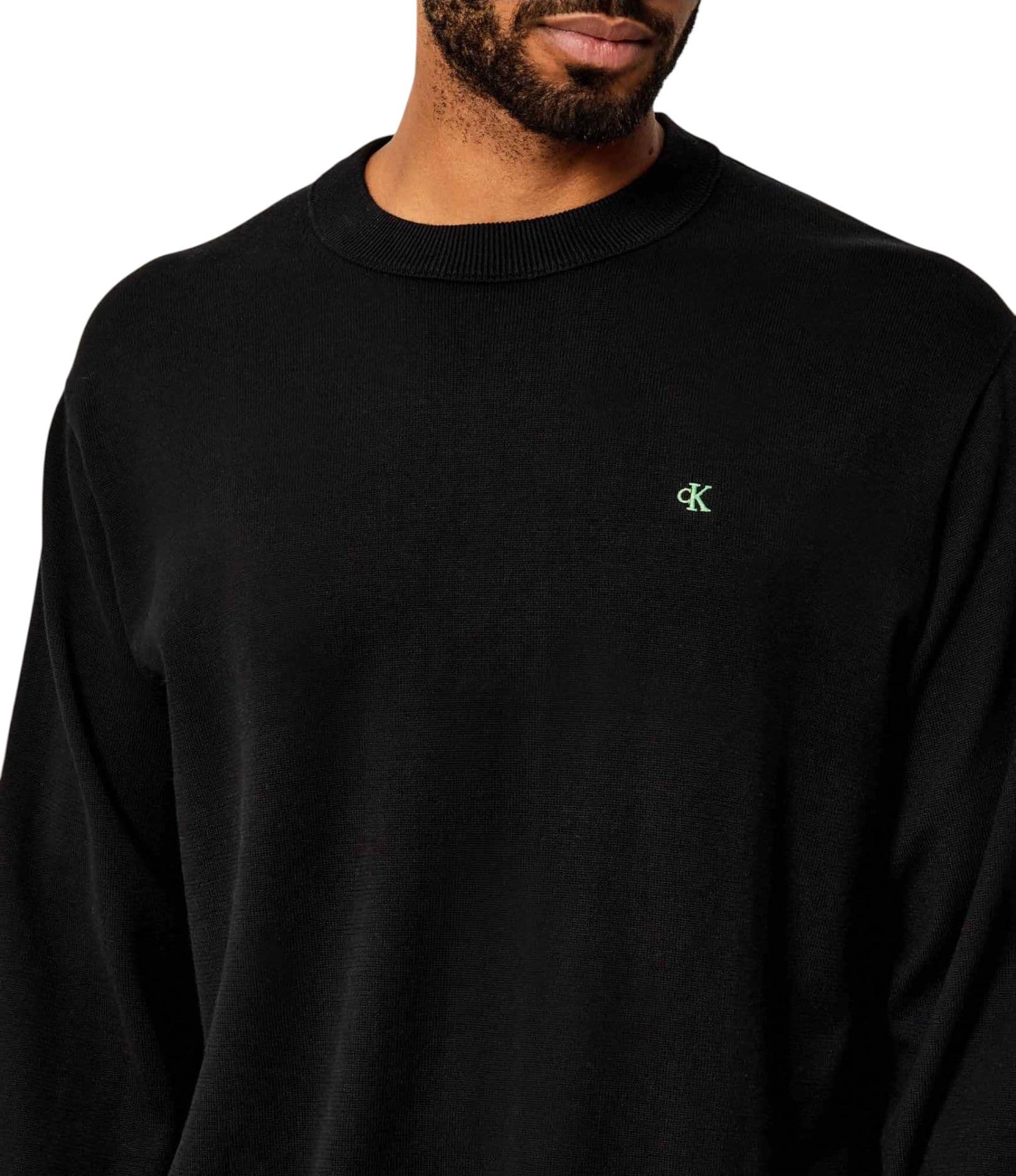 CALVIN KLEIN JEANS Maglione Con Monogramma In Cotone Taglio Relaxed Uomo Calvin Klein Jeans da uomo in Maglioni Drestige - Casamassima, commercioVirtuoso.it