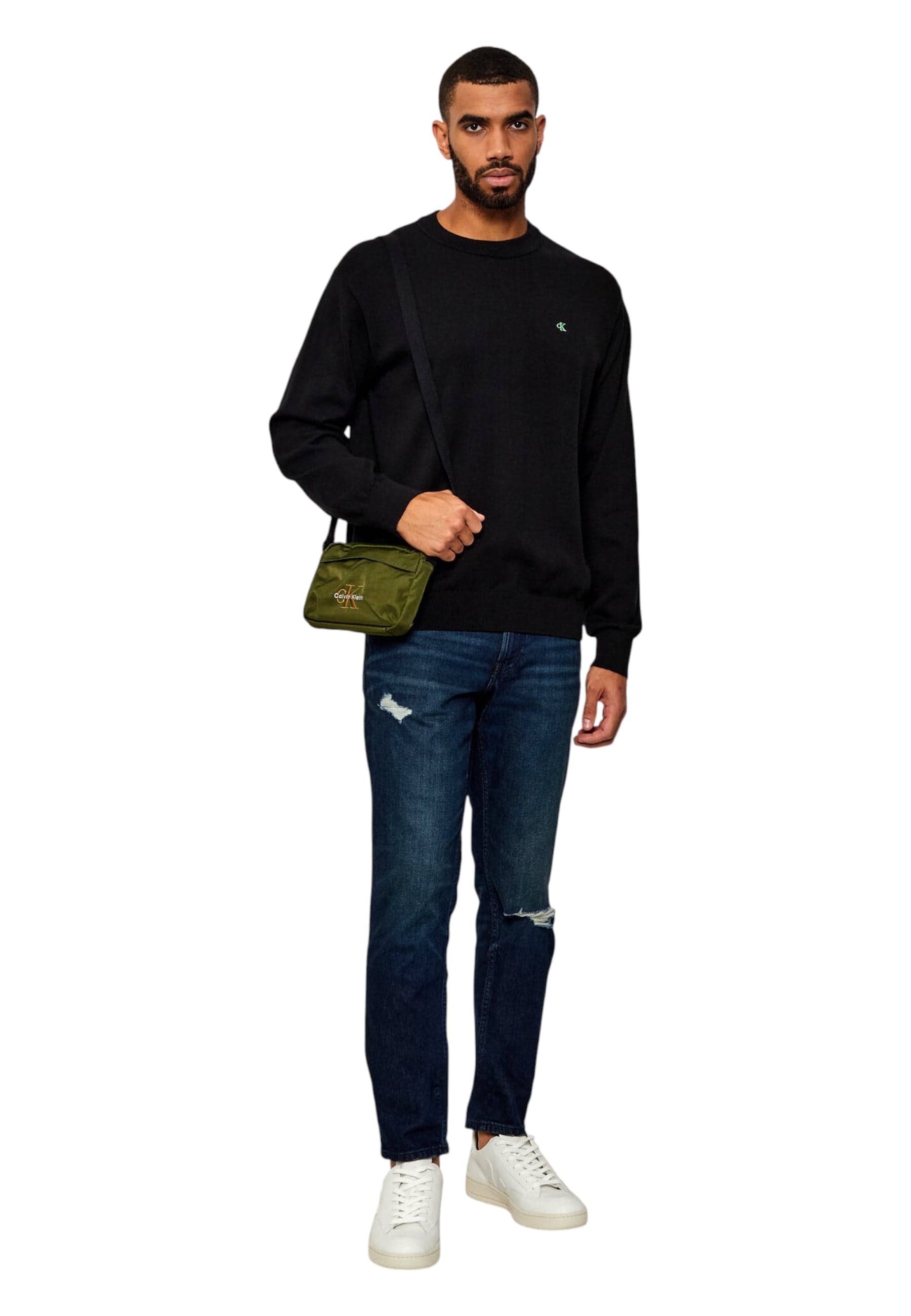 CALVIN KLEIN JEANS Maglione Con Monogramma In Cotone Taglio Relaxed Uomo Calvin Klein Jeans da uomo in Maglioni Drestige - Casamassima, commercioVirtuoso.it