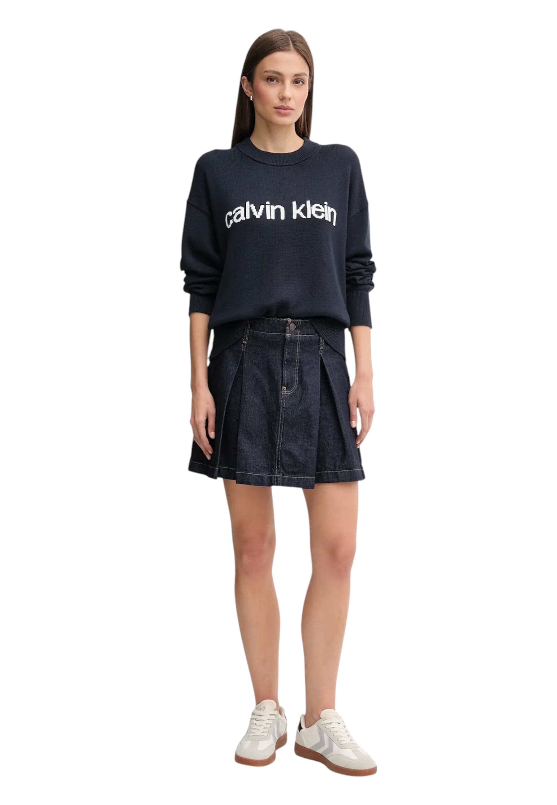 CALVIN KLEIN JEANS Maglione Con Logo In Cotone Donna Calvin Klein Jeans da donna in Maglioni Drestige - Casamassima, commercioVirtuoso.it