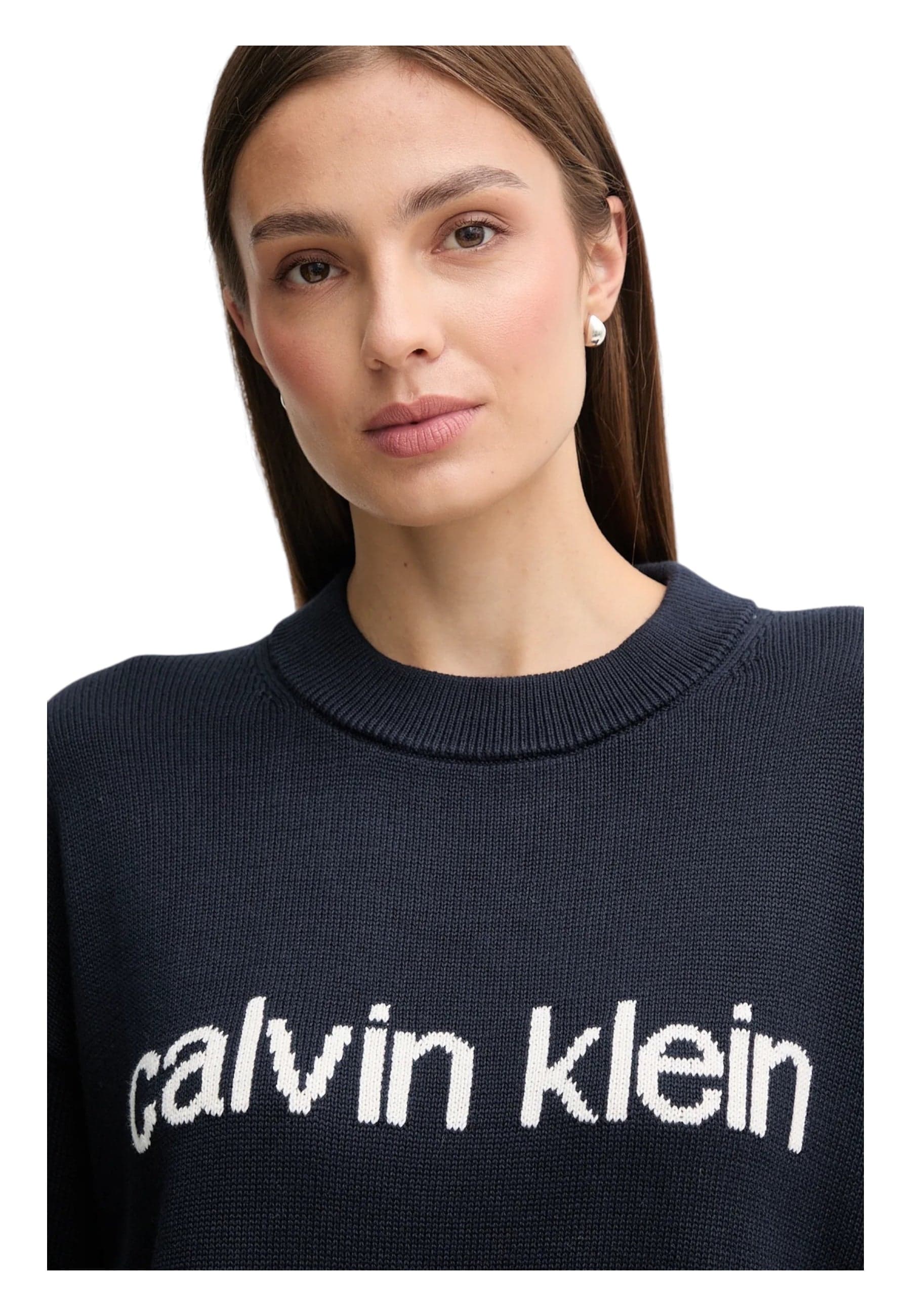 CALVIN KLEIN JEANS Maglione Con Logo In Cotone Donna Calvin Klein Jeans da donna in Maglioni Drestige - Casamassima, commercioVirtuoso.it