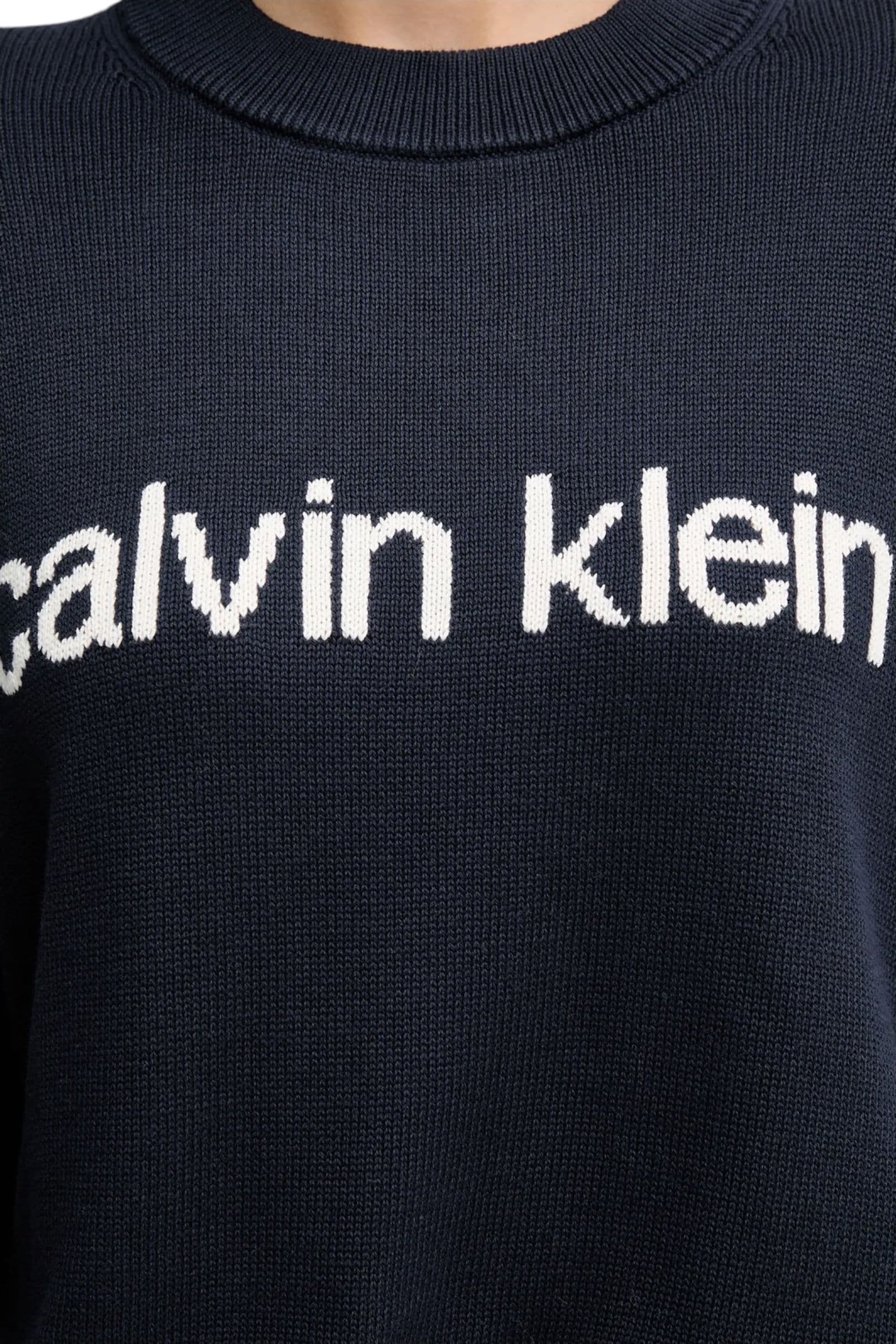 CALVIN KLEIN JEANS Maglione Con Logo In Cotone Donna Calvin Klein Jeans da donna in Maglioni Drestige - Casamassima, commercioVirtuoso.it