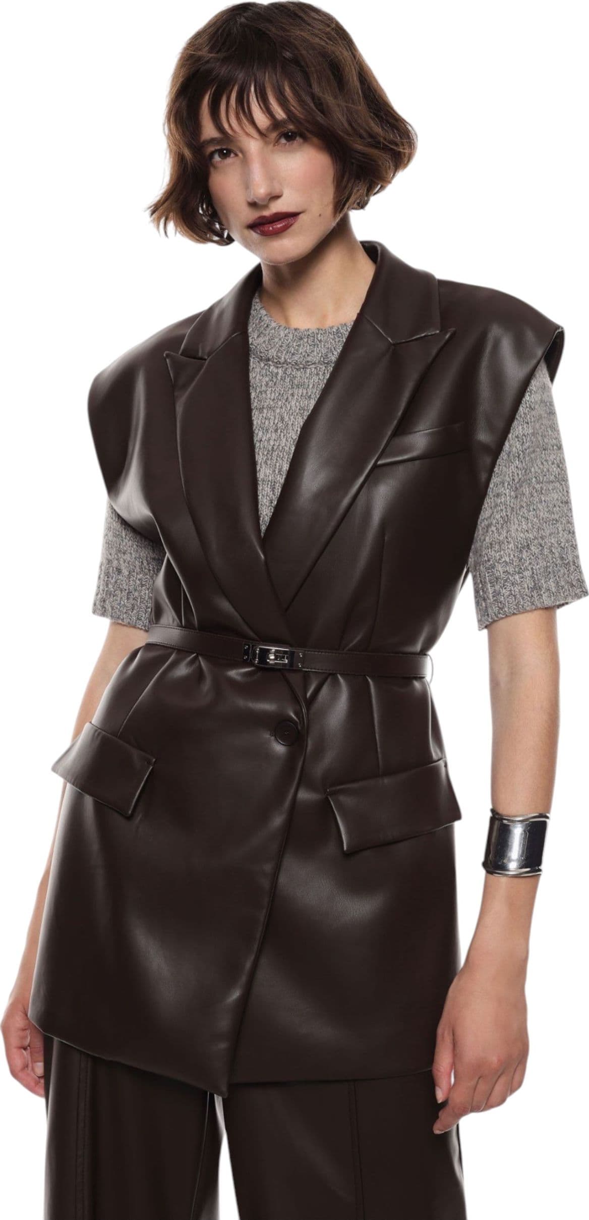 IMPERIAL Gilet in similpelle con cintura e tasche laterali Donna Imperial da donna in Gilet Drestige - Casamassima, commercioVirtuoso.it