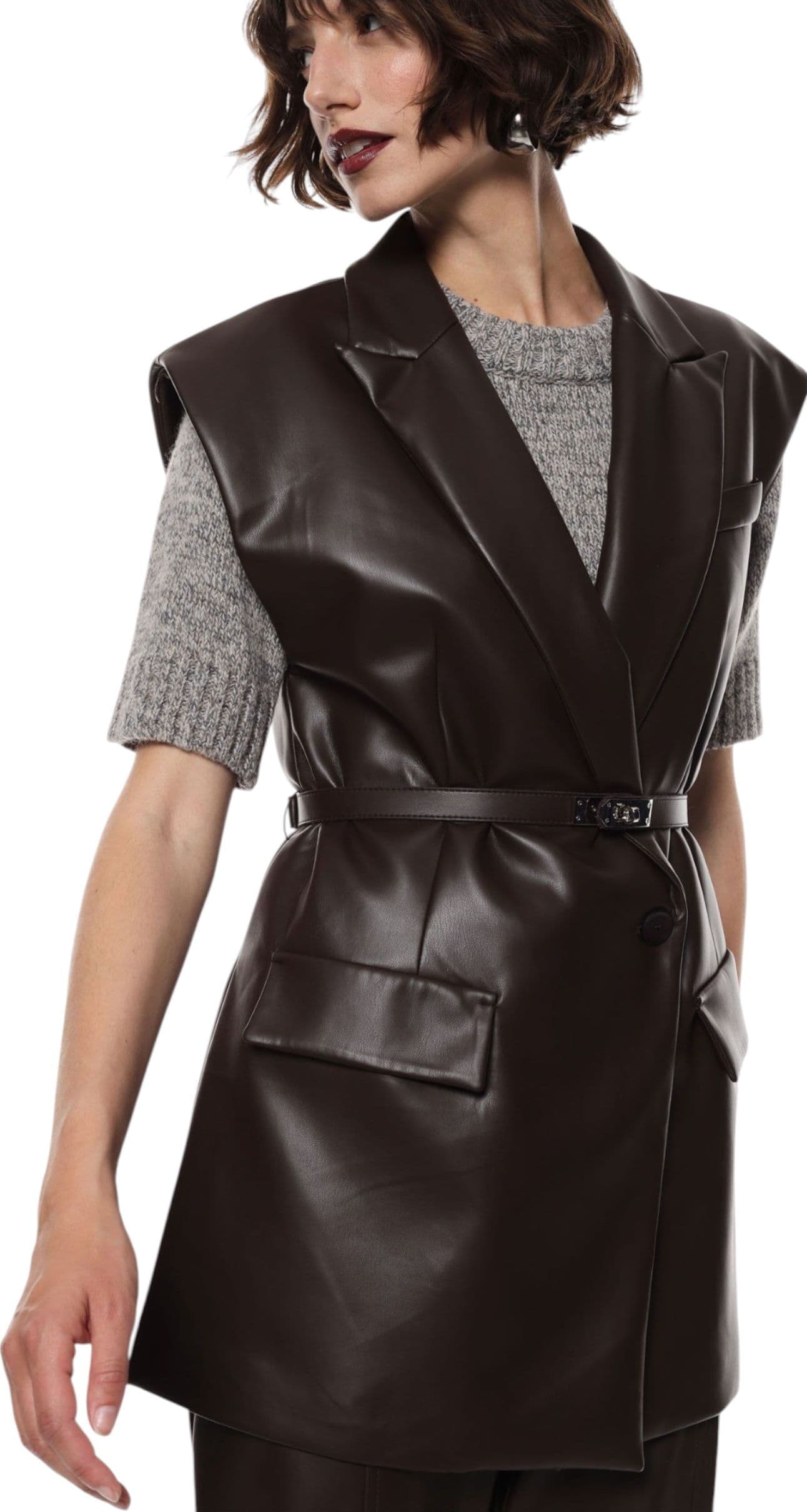 IMPERIAL Gilet in similpelle con cintura e tasche laterali Donna Imperial da donna in Gilet Drestige - Casamassima, commercioVirtuoso.it