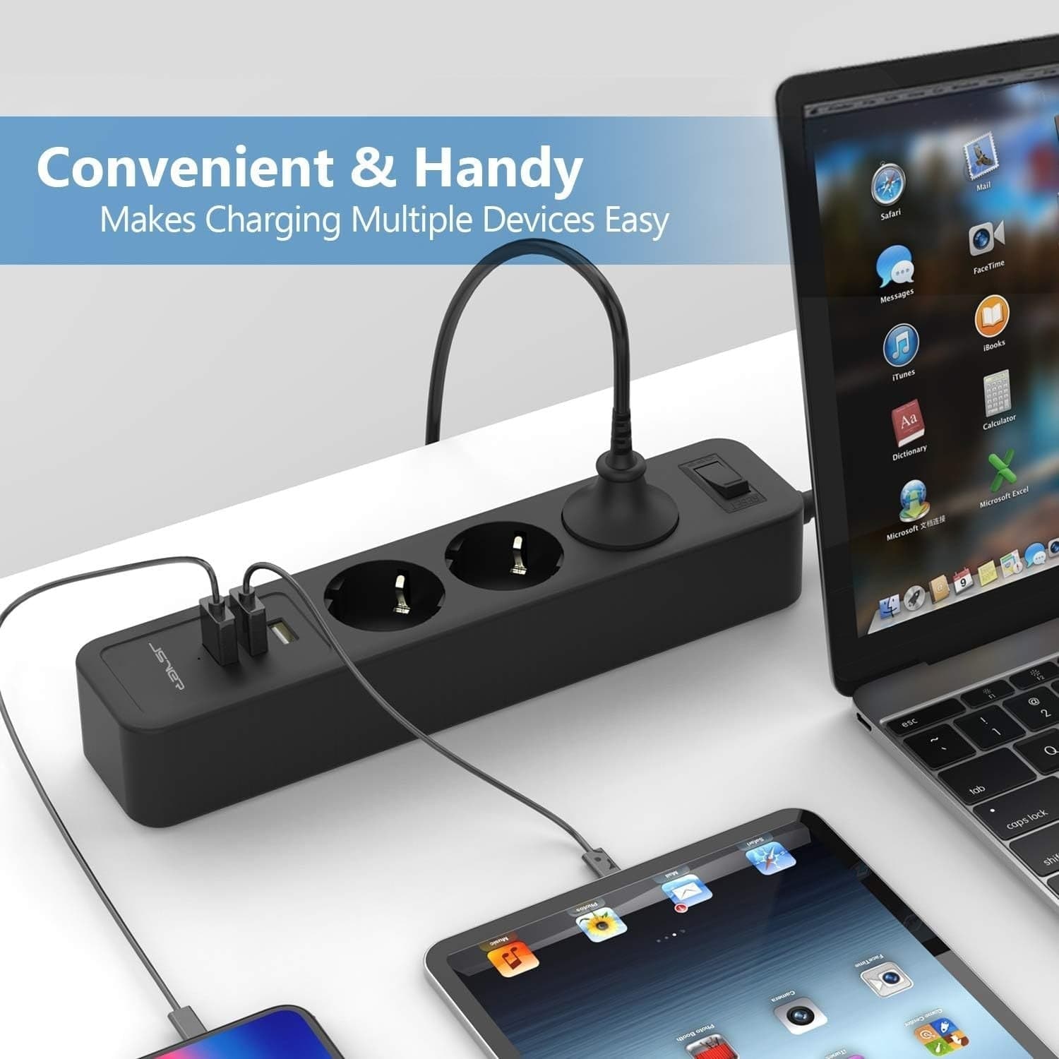Ciabatta multipresa USB JSVER 3 prese con 3 prese USB 3 prese (due spine) in Multiprese CL Store - Battipaglia, commercioVirtuoso.it
