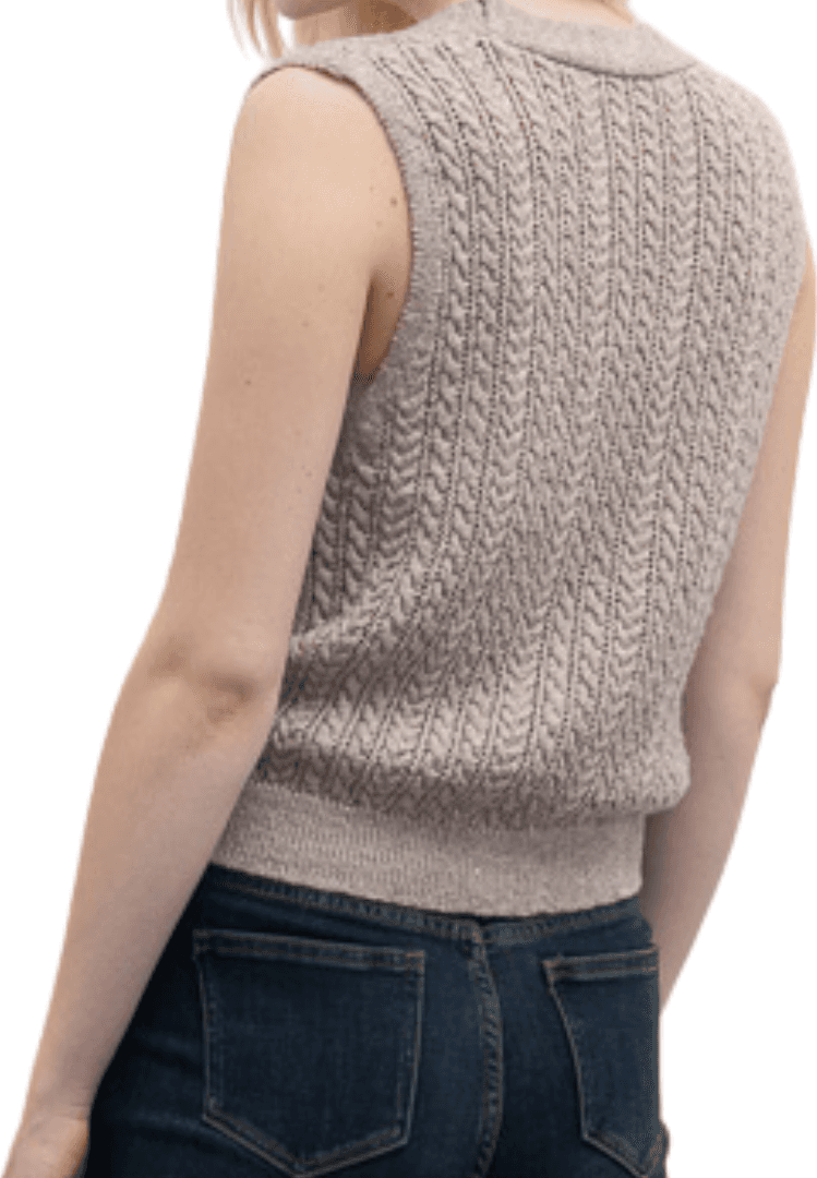 GOA GOA Goa Goa cardigan smanicato a trecce con micropaillettes modello Montini con scollo a V e bottoni da donna in Pullover senza maniche Drestige - Casamassima, commercioVirtuoso.it