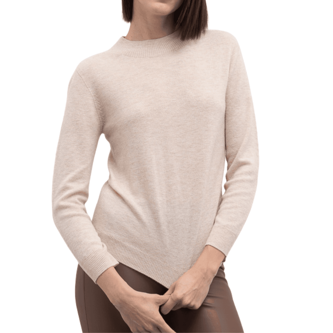 GOA GOA Goa Goa maglia girocollo beige ultrasoft 100% lana modello Dolores con maniche lunghe da donna in Maglie termiche Drestige - Casamassima, commercioVirtuoso.it