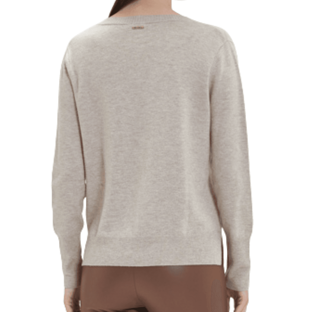 GOA GOA Goa Goa maglia scollo V ultrasoft 100% lana modello Nikita colore beige melange con laccetto laterale da donna in Maglioni Drestige - Casamassima, commercioVirtuoso.it