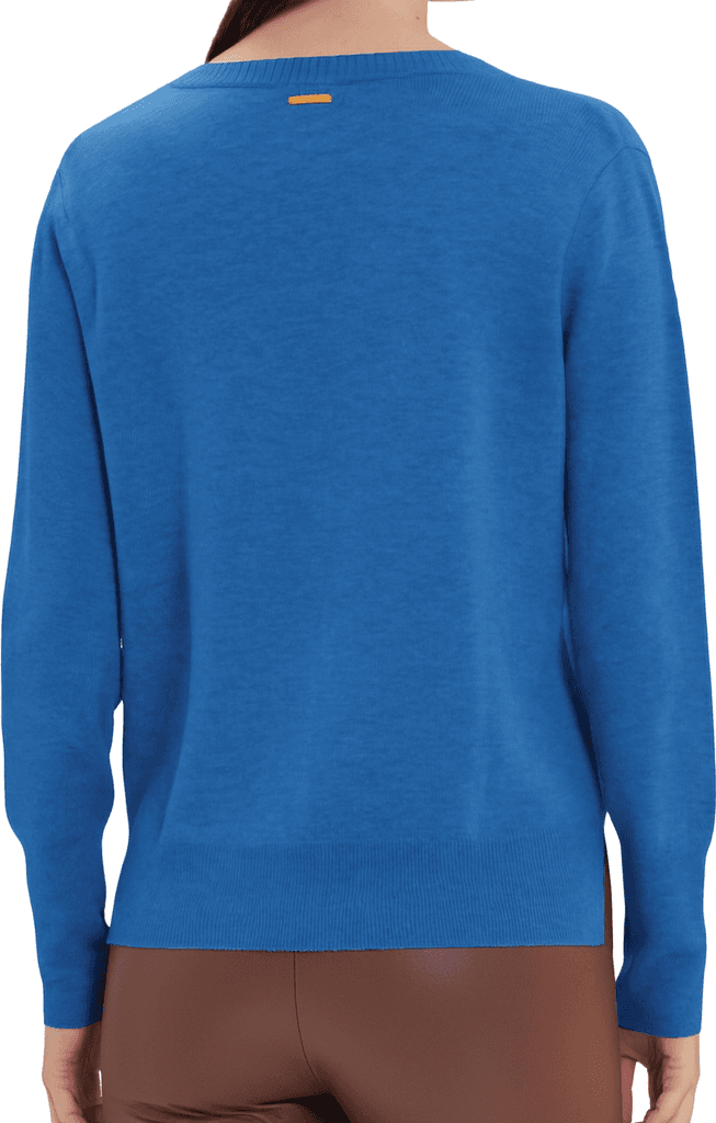 GOA GOA Goa Goa maglia scollo V ultrasoft 100% lana modello Nikita colore blu denim con laccetto laterale da donna in Maglioni Drestige - Casamassima, commercioVirtuoso.it