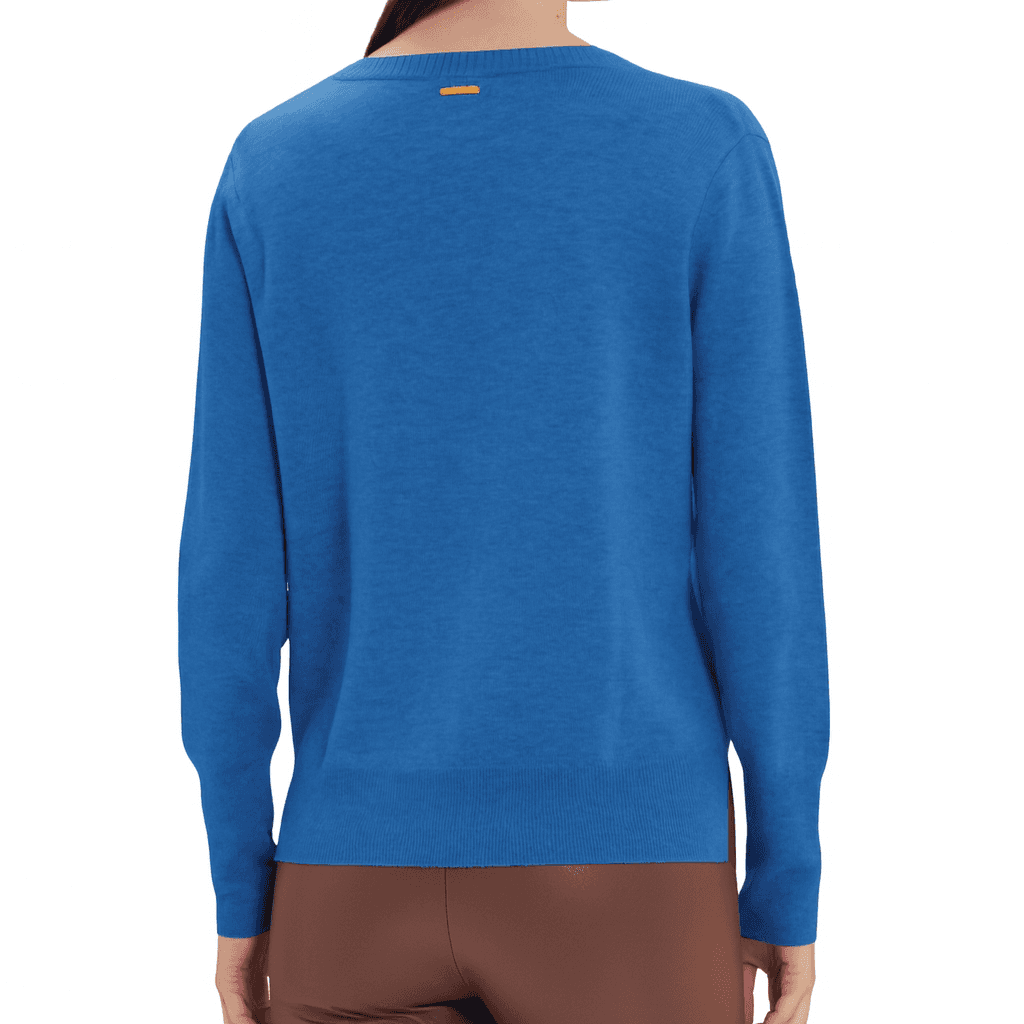 GOA GOA Goa Goa maglia scollo V ultrasoft 100% lana modello Nikita colore blu denim con laccetto laterale da donna in Maglioni Drestige - Casamassima, commercioVirtuoso.it