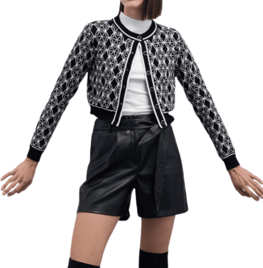 GOA GOA Goa Goa cardigan cropped jacquard motivo geometrico modello Chester con girocollo a contrasto e bottoni decorativi da donna in Cardigan Drestige - Casamassima, commercioVirtuoso.it
