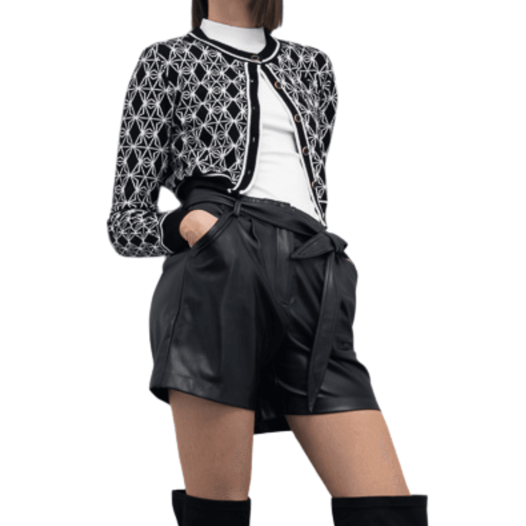 GOA GOA Goa Goa cardigan cropped jacquard motivo geometrico modello Chester con girocollo a contrasto e bottoni decorativi da donna in Cardigan Drestige - Casamassima, commercioVirtuoso.it
