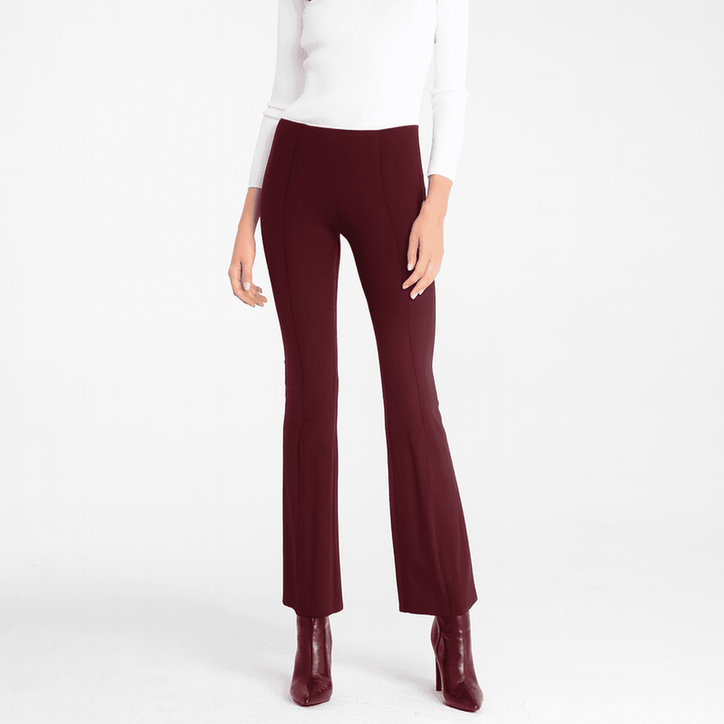 GOA GOA Goa Goa leggings a campana bottom up modello Kalinda colore bordeaux con vita alta ed elastico in vita da donna in Leggings Drestige - Casamassima, commercioVirtuoso.it