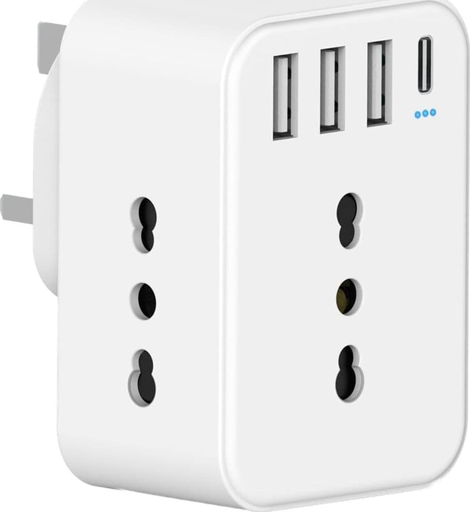 Adattatore Presa Inglese a Spina Italiana Adattatore con 3 Presa Schuko & 4 USB in Adattatori da viaggio CL Store - Battipaglia, commercioVirtuoso.it