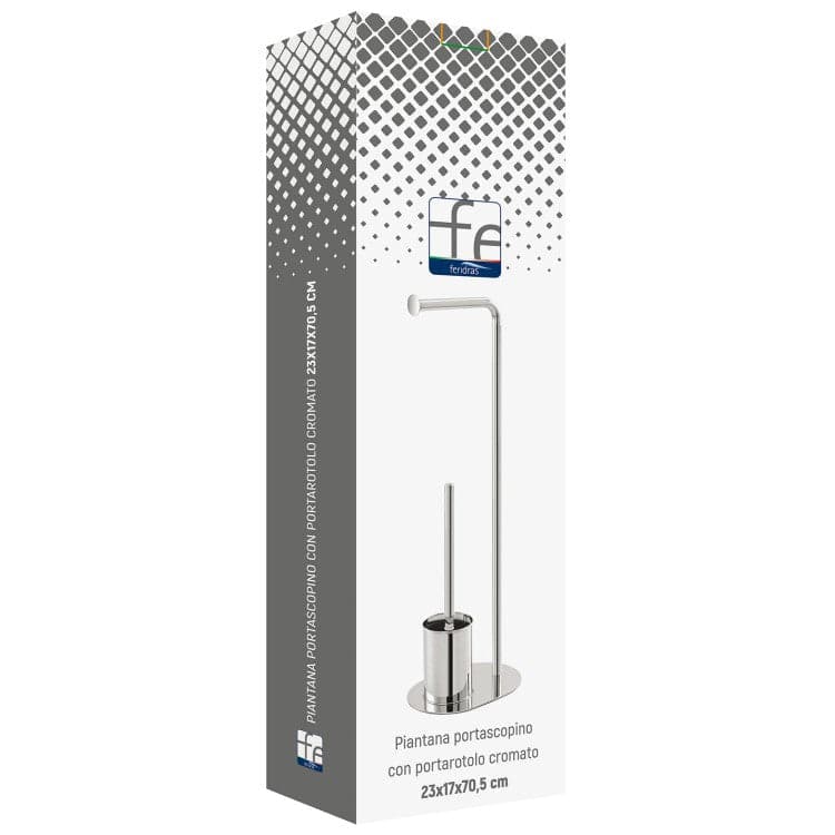 Piantana Portascopino Con Portarotolo Base Ovale In Acciaio Cromato L23Xh70,5Xp17 Cm Feridras in Scopini e porta scopini BricoGo - Marano di Napoli, commercioVirtuoso.it