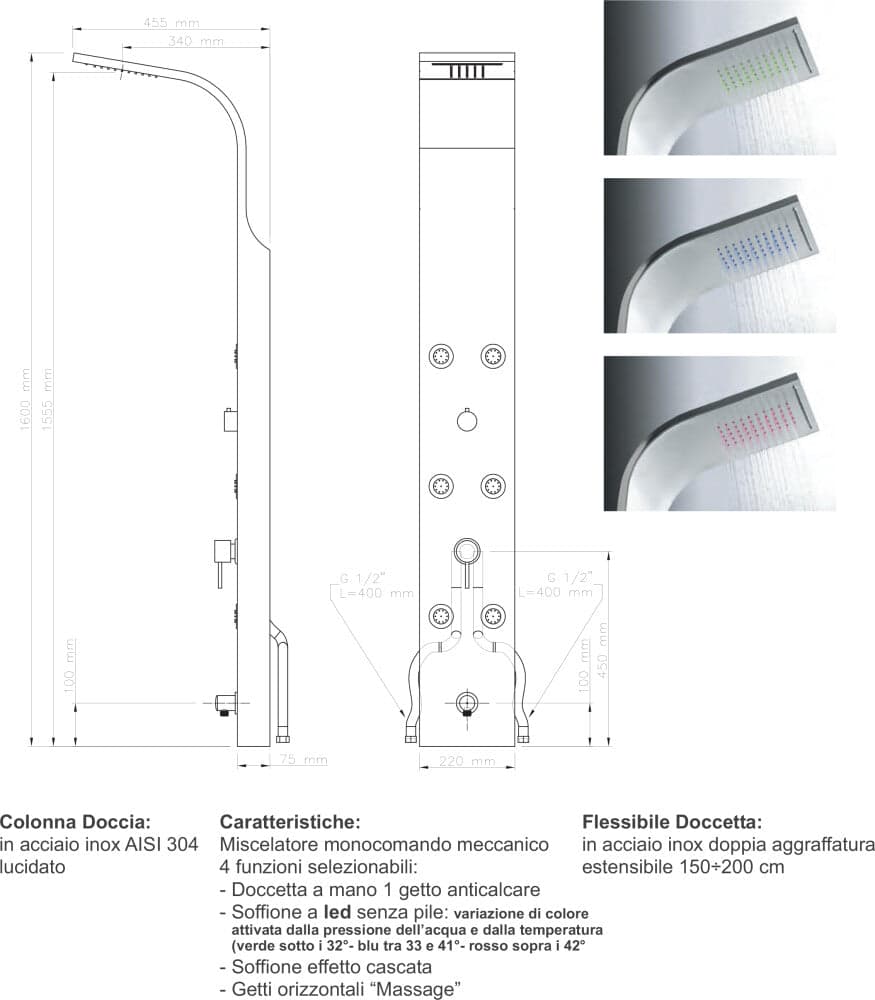 Parete Attrezzata Multifunzione Mod. Vittoria Con Led- Acciaio Inox Lucidato- Metaf- Pezzi 1 in Pareti attrezzate BricoGo - Marano di Napoli, commercioVirtuoso.it