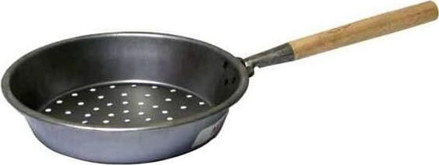 Padella Arrostitore Per Castagne Ø26 Cm In Lamiera Con Manico In Legno Caldarrostiera Conica in Padelle universali BricoGo - Marano di Napoli, commercioVirtuoso.it