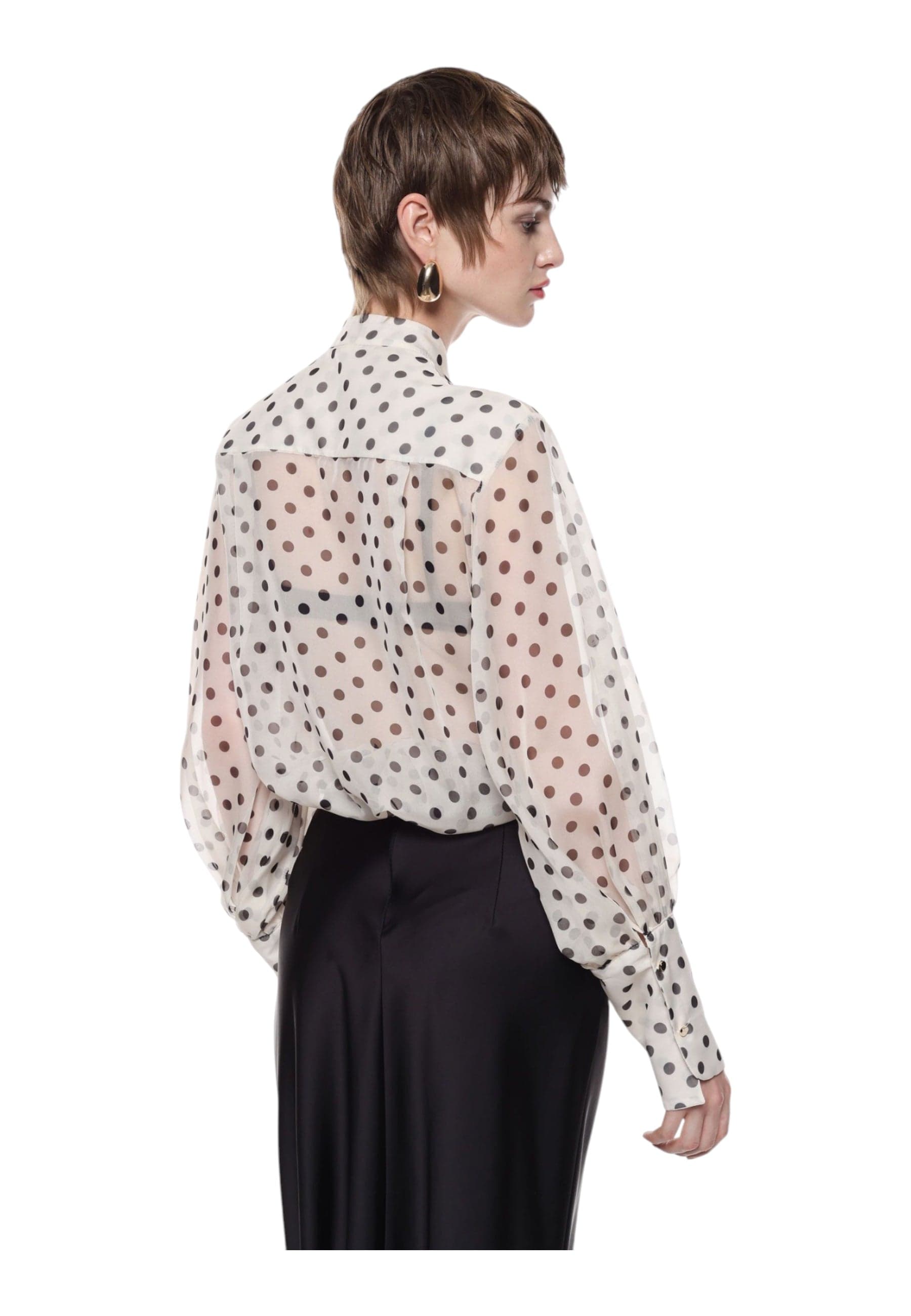IMPERIAL Camicia con stampa a pois e fiocco centrale Donna Imperial da donna in Maglie termiche Drestige - Casamassima, commercioVirtuoso.it
