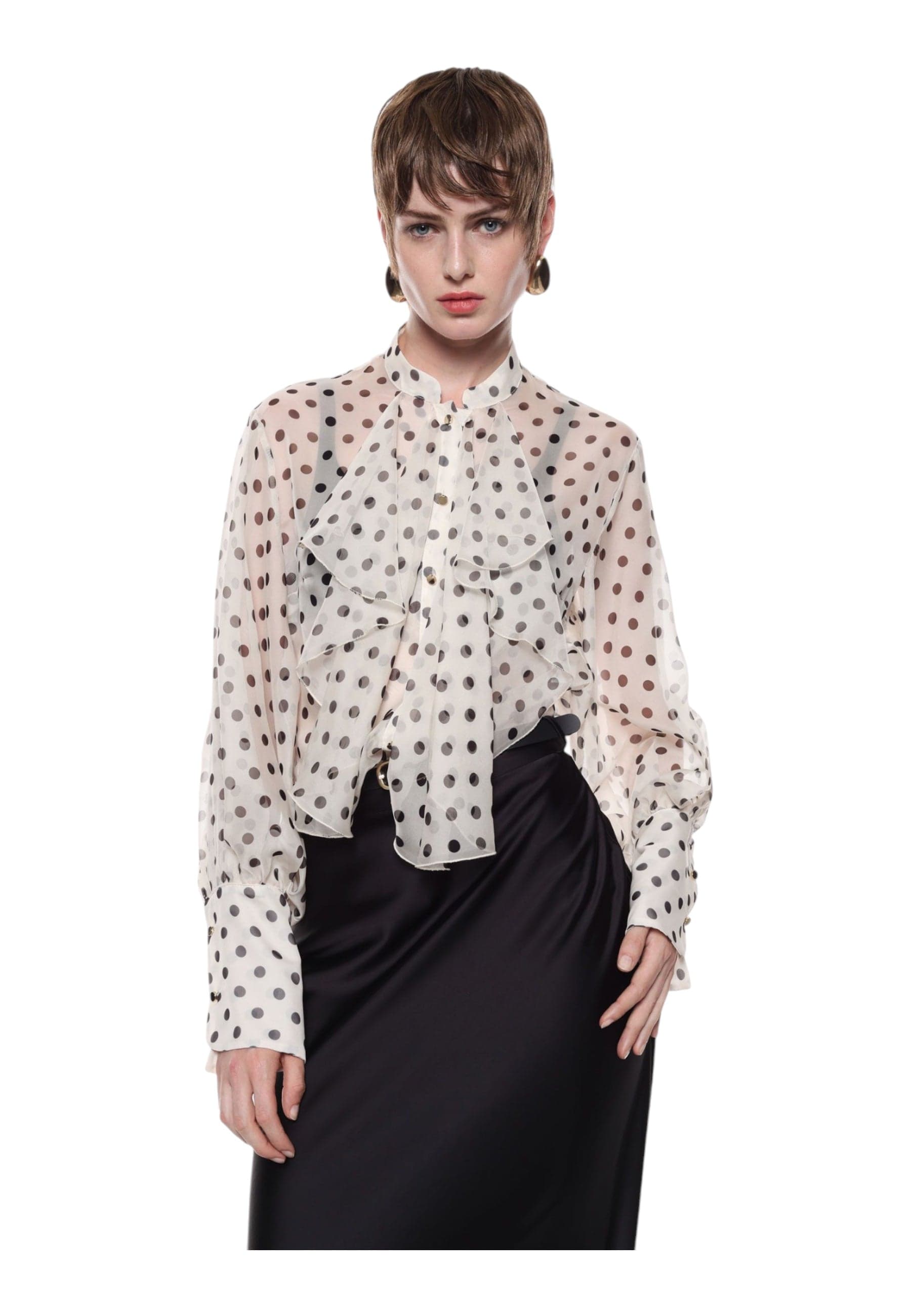 IMPERIAL Camicia con stampa a pois e fiocco centrale Donna Imperial da donna in Maglie termiche Drestige - Casamassima, commercioVirtuoso.it
