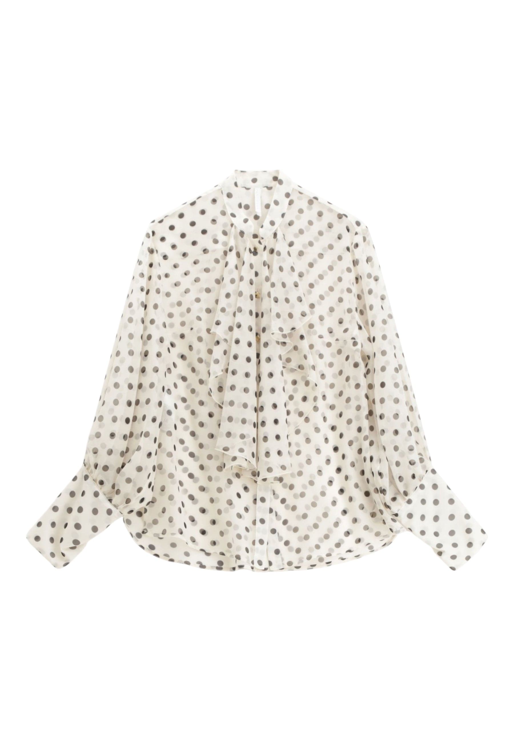 IMPERIAL Camicia con stampa a pois e fiocco centrale Donna Imperial da donna in Maglie termiche Drestige - Casamassima, commercioVirtuoso.it