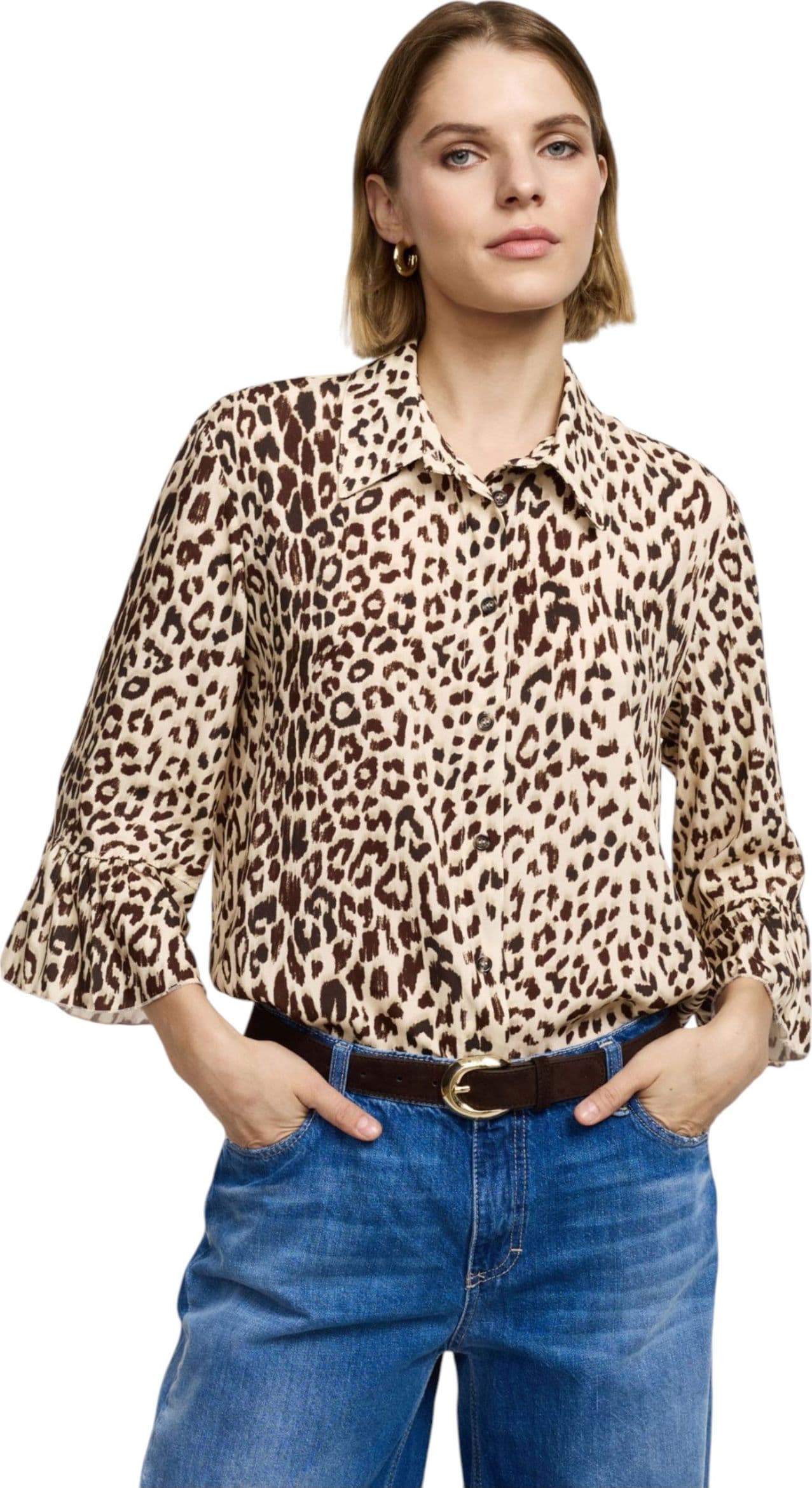 PLEASE Camicia maniche 3/4 stampa animalier con collo classico Donna Please da donna in Bluse e camicie Drestige - Casamassima, commercioVirtuoso.it