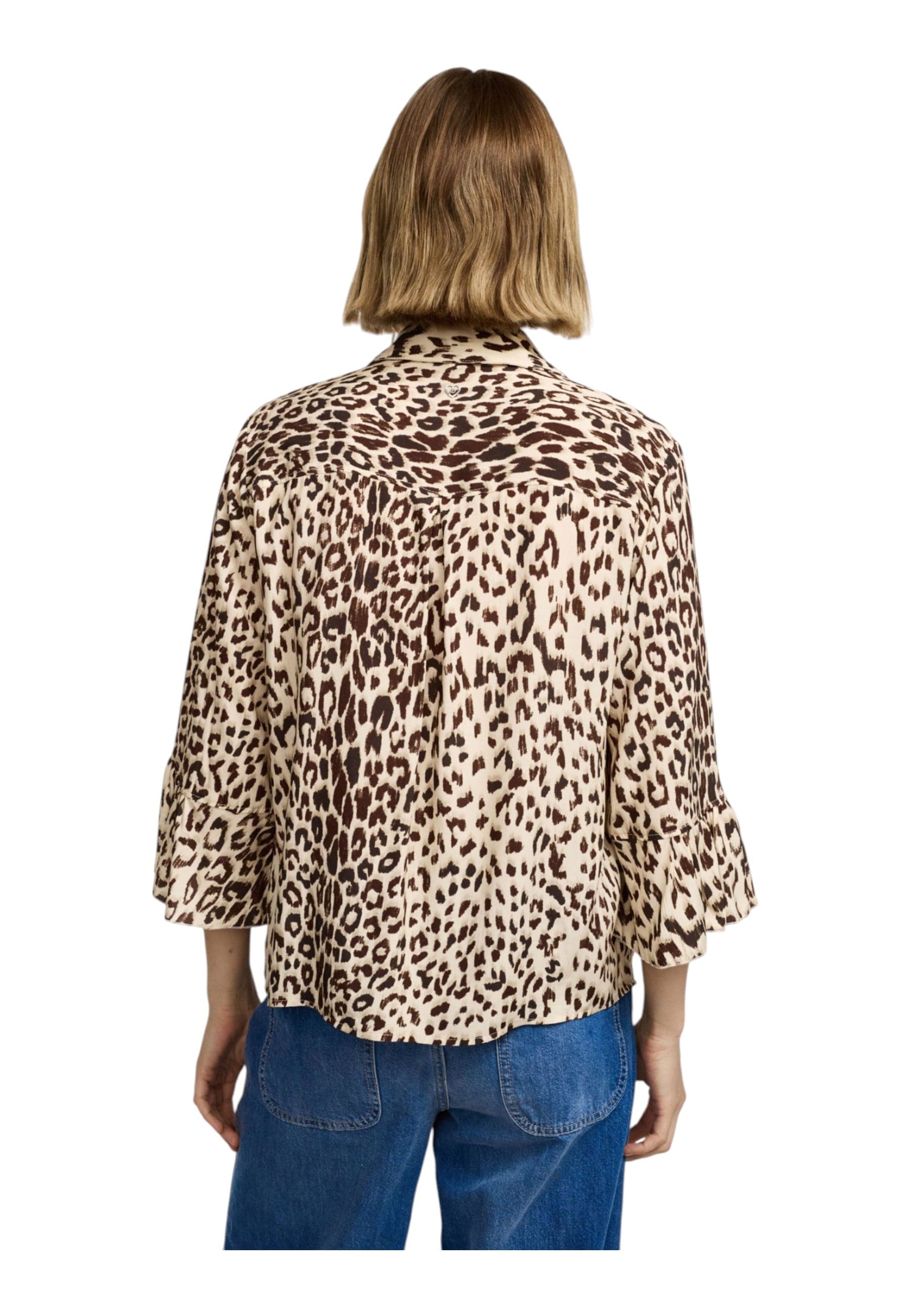 PLEASE Camicia maniche 3/4 stampa animalier con collo classico Donna Please da donna in Bluse e camicie Drestige - Casamassima, commercioVirtuoso.it