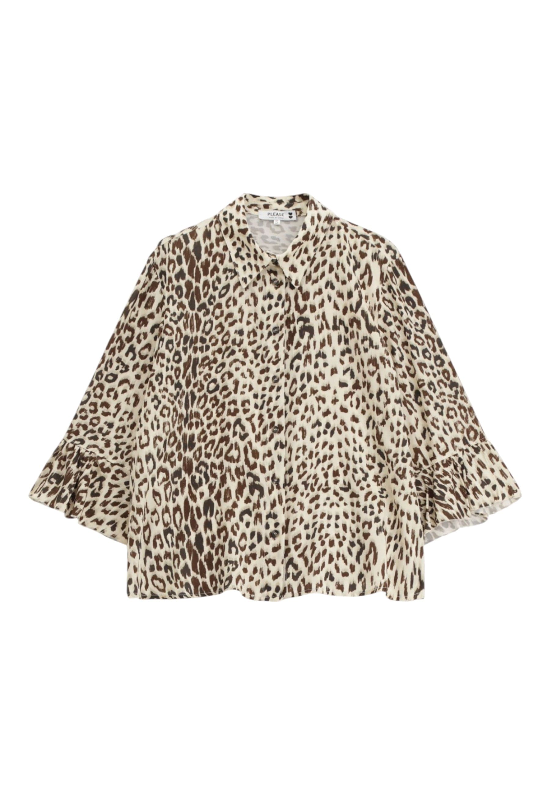 PLEASE Camicia maniche 3/4 stampa animalier con collo classico Donna Please da donna in Bluse e camicie Drestige - Casamassima, commercioVirtuoso.it