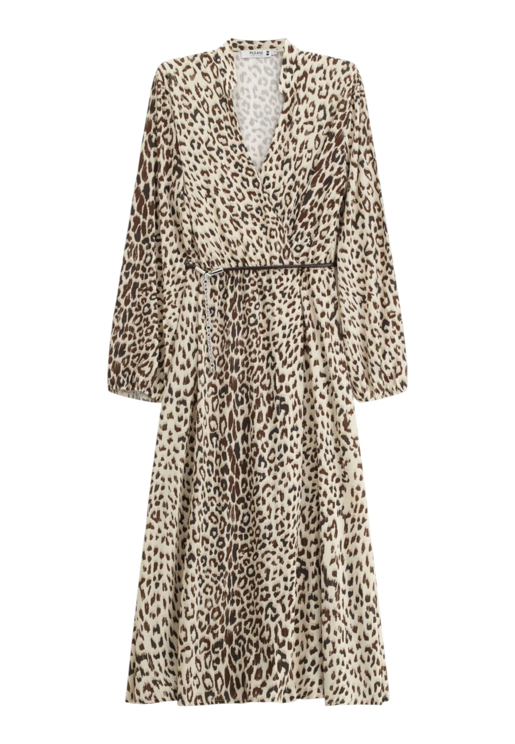 PLEASE Abito midi stampa animalier con cintura Donna Please da donna in Autocategorizzazione Drestige - Casamassima, commercioVirtuoso.it