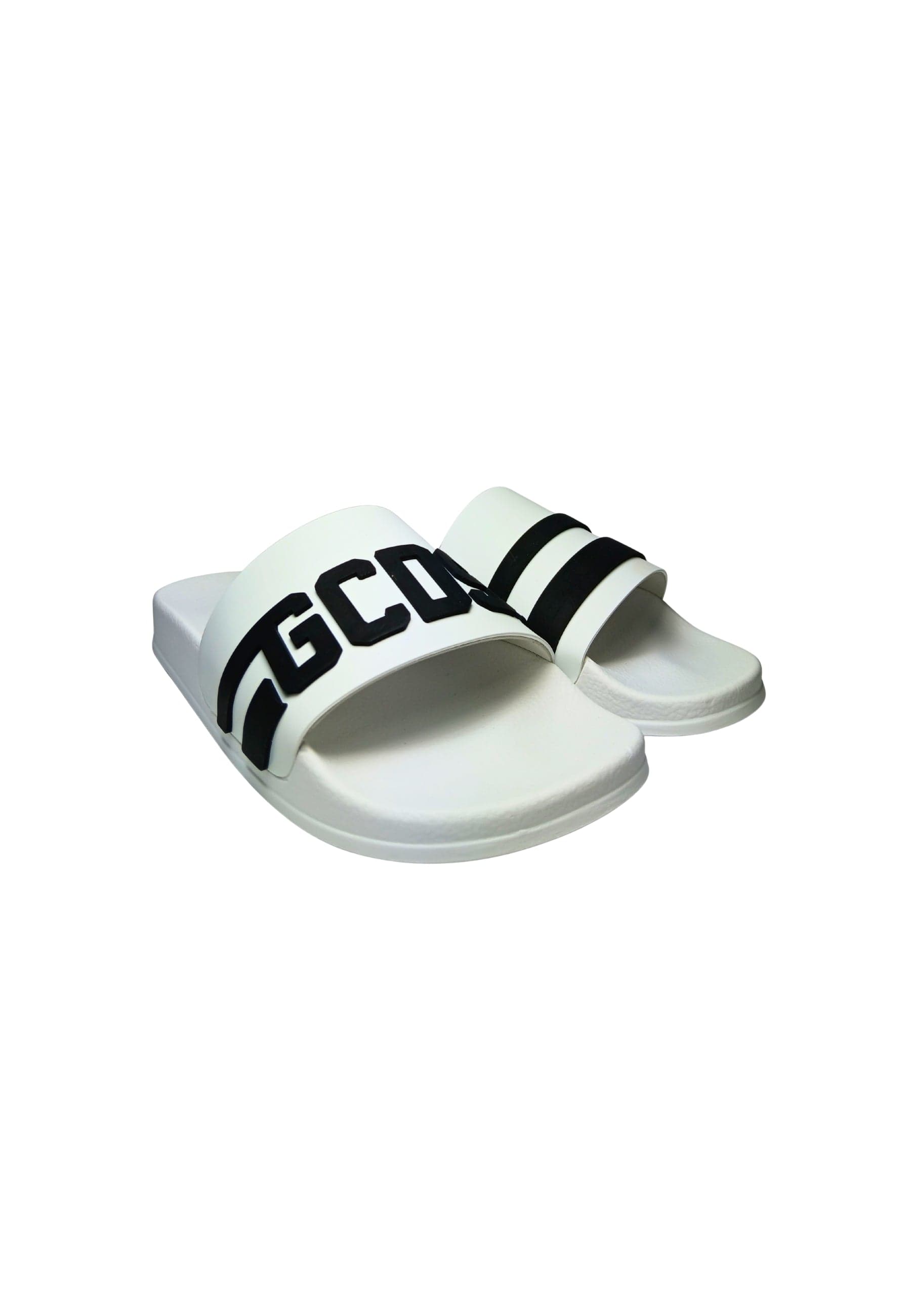 GCDS Scarpe Uomo Sliders logo chain white-black da uomo in Sneaker casual Drestige - Casamassima, commercioVirtuoso.it