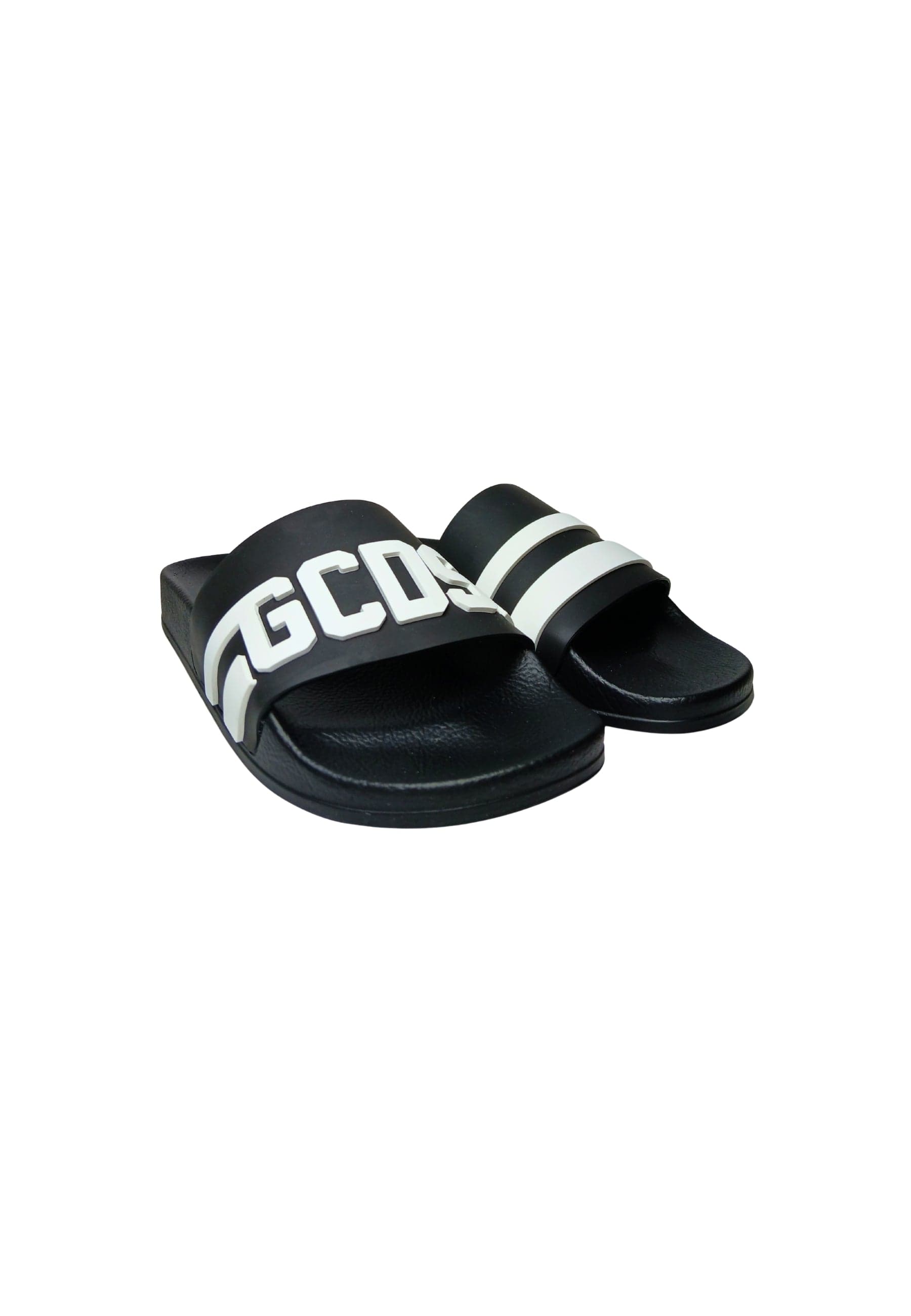 GCDS Scarpe Uomo Sliders logo chain black-white da uomo in Infradito Drestige - Casamassima, commercioVirtuoso.it