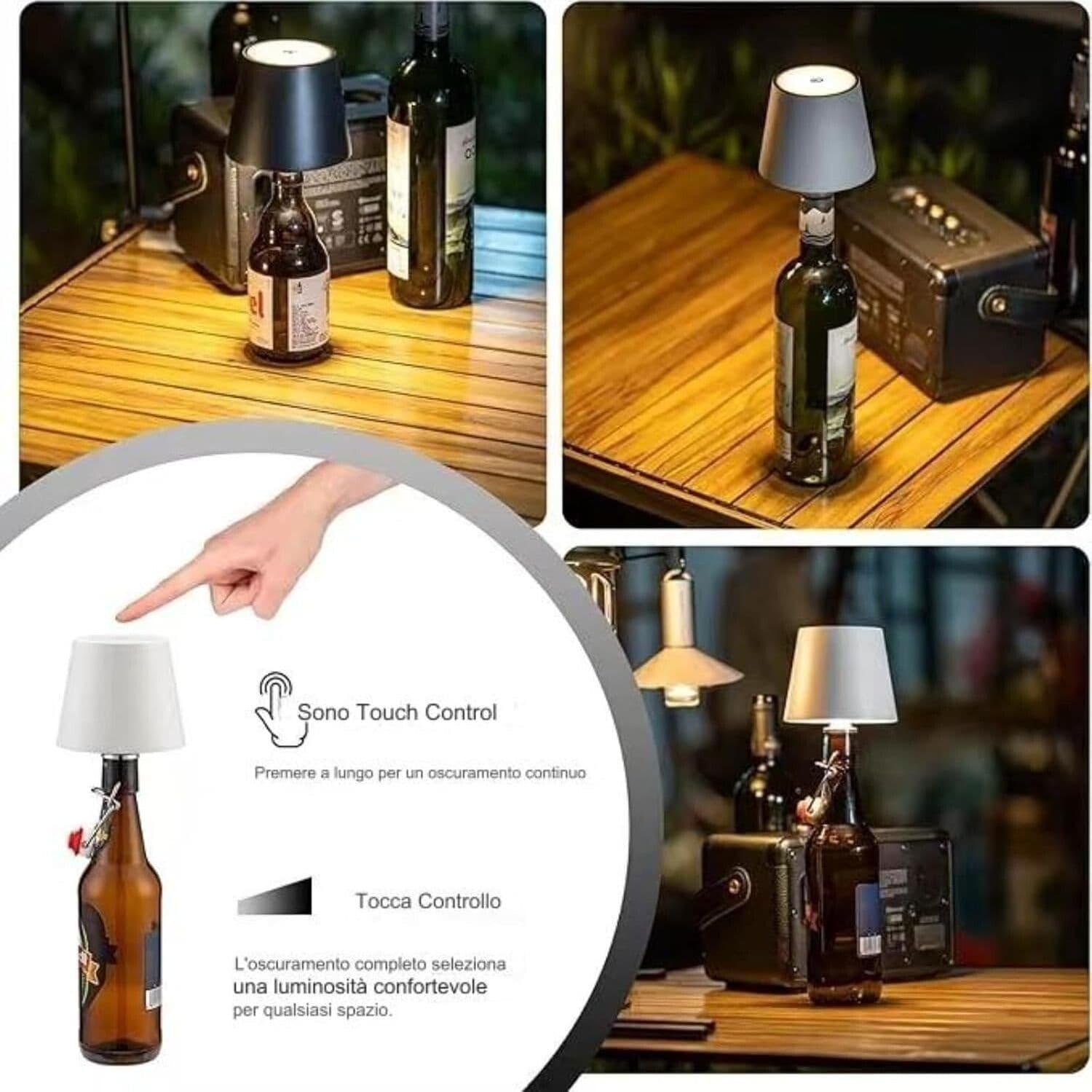 Lampada per Bottiglie di Vino A LED 3 Colori Senza Fili dimmerabile toch risto in Lampade da tavolo e abat-jour CL Store - Battipaglia, commercioVirtuoso.it