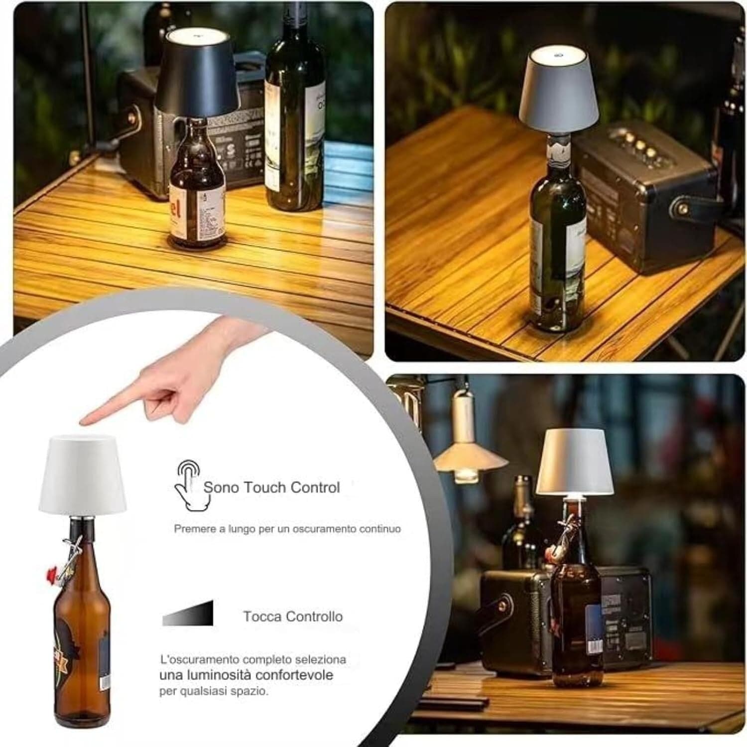 Lampada per Bottiglie di Vino A LED 3 Colori Senza Fili dimmerabile toch risto in Lampade da tavolo e abat-jour CL Store - Battipaglia, commercioVirtuoso.it