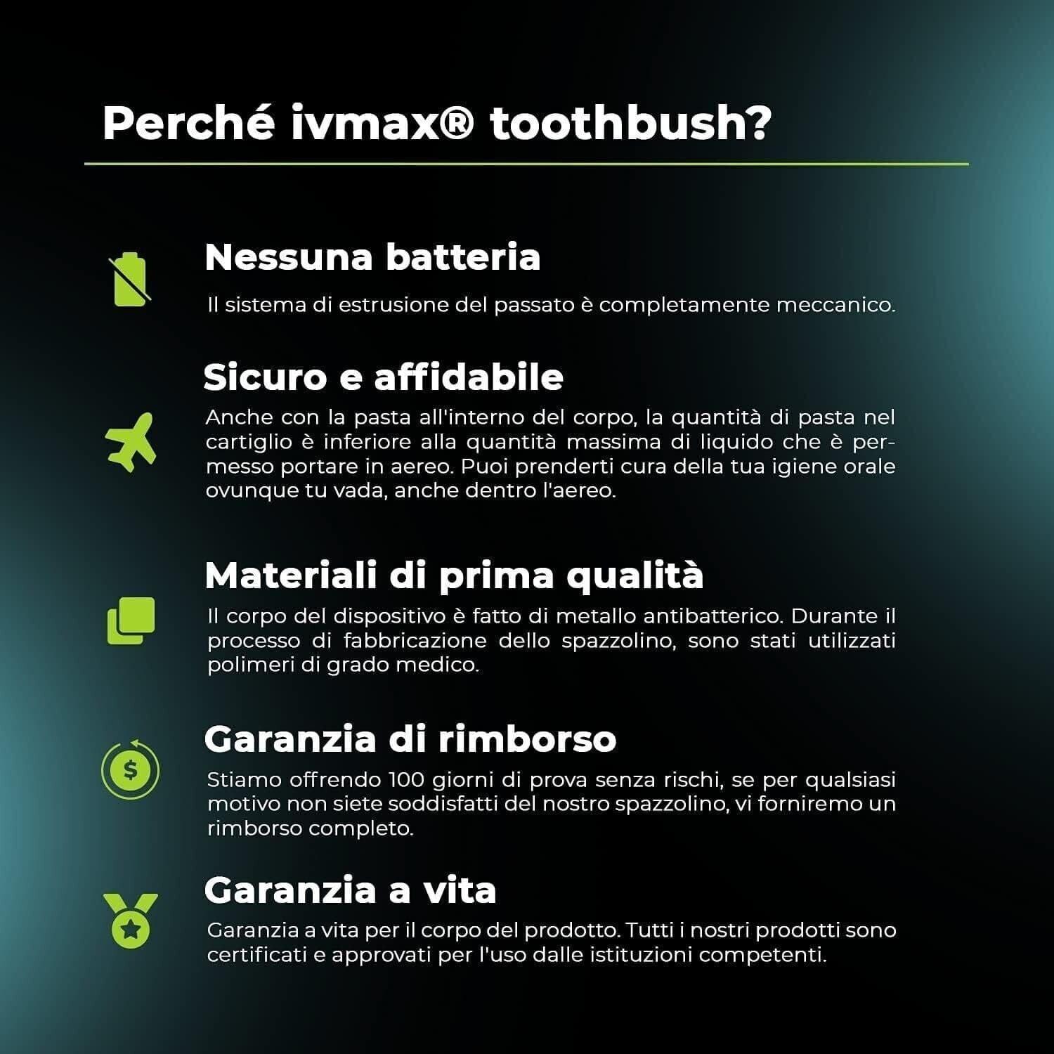 IVMAX Spazzolino Manuale e Dentifricio Tutto in Uno, Ricarica incorporata in Spazzolini da denti manuali CL Store - Battipaglia, commercioVirtuoso.it