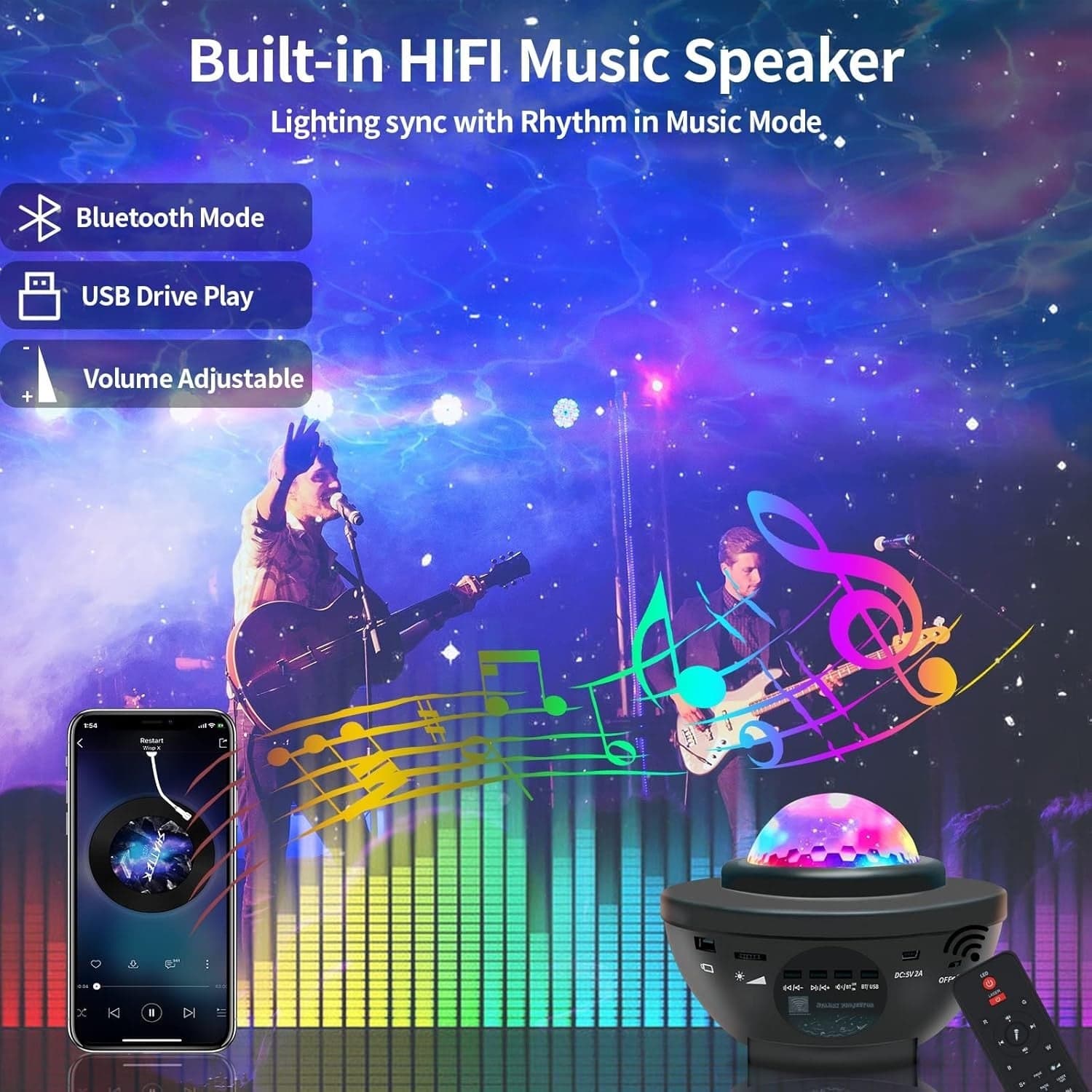 Proiettore di stelle easeking proiettore luci galattiche altoparlante Bluetooth in Luci notturne CL Store - Battipaglia, commercioVirtuoso.it