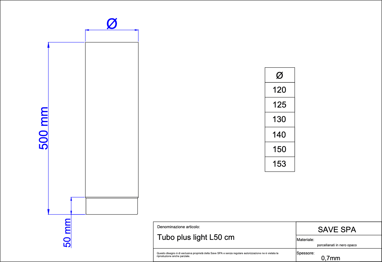 Tubo Per Stufa A Legna 'Plus Light' Ø 150X500 Mm - Save in Tubi di scarico BricoGo - Marano di Napoli, commercioVirtuoso.it