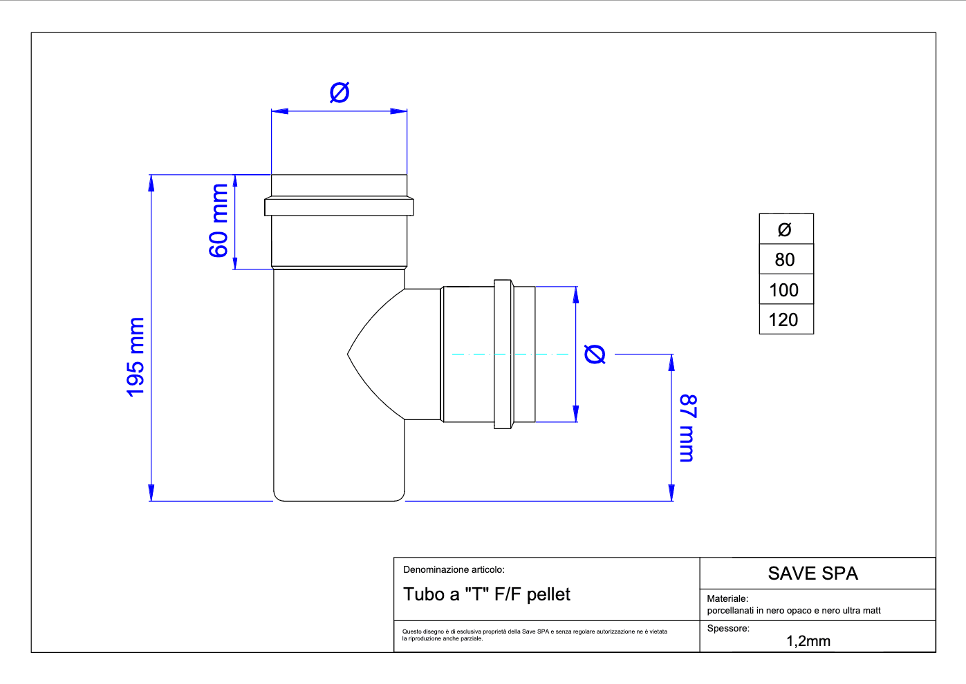 Raccordo A T Per Stufe A Pellet 'Light' Ø 80 Mm - Save in Tubi di scarico BricoGo - Marano di Napoli, commercioVirtuoso.it