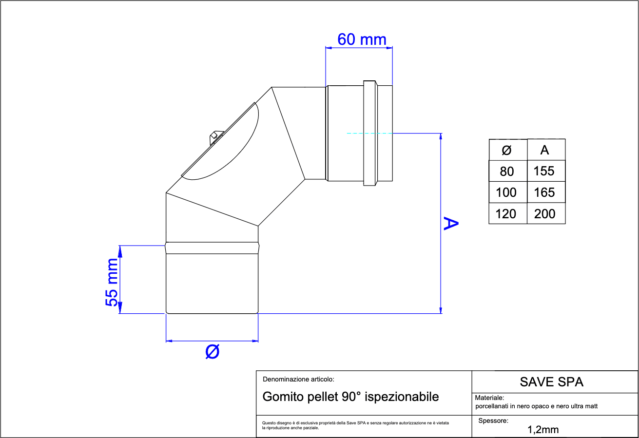 Gomito A 90 ° Con Ispezione Per Stufe A Pellet 'Light' Ee ? 80 Mm - Save in Tubi di scarico BricoGo - Marano di Napoli, commercioVirtuoso.it